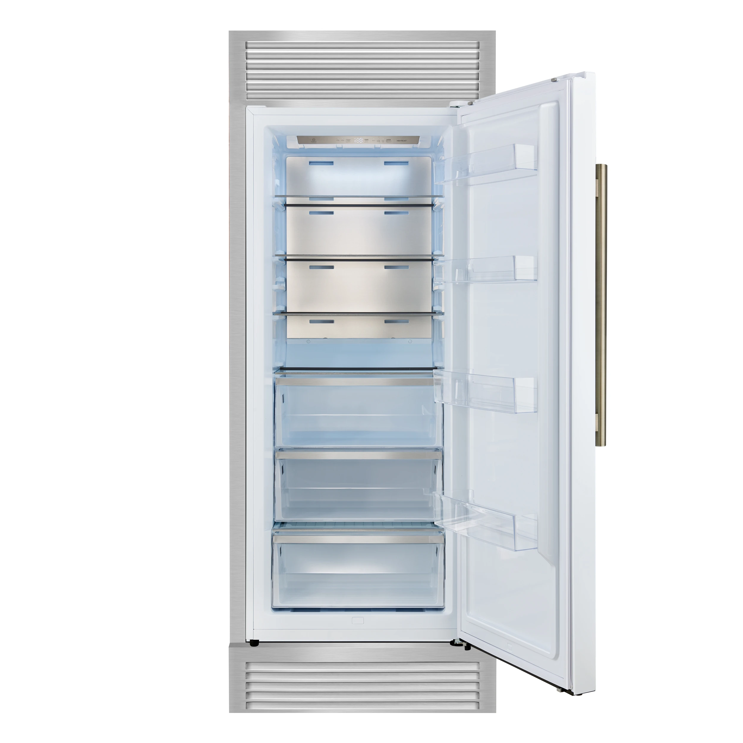 Maderno 28-Inch Built-In Convertible Refrigerator in White with Antique Brass Handle, 13.6 cu.ft. Right Swing with Decorative Trim - 32-Inch Wide FFFFD172232RSGWHT