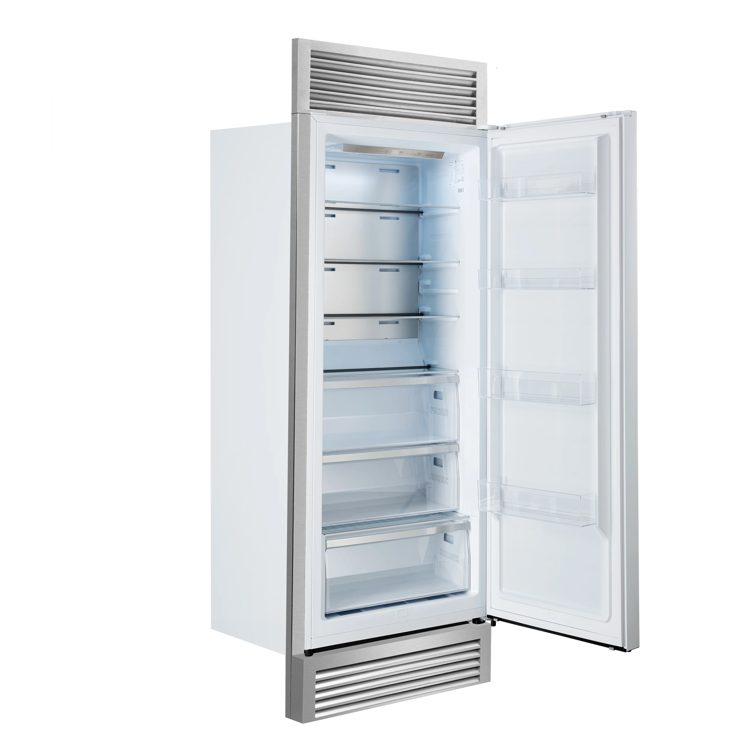 Maderno 28-Inch Built-In Convertible Refrigerator in White with Antique Brass Handle, 13.6 cu.ft. Right Swing with Decorative Trim - 32-Inch Wide FFFFD172232RSGWHT