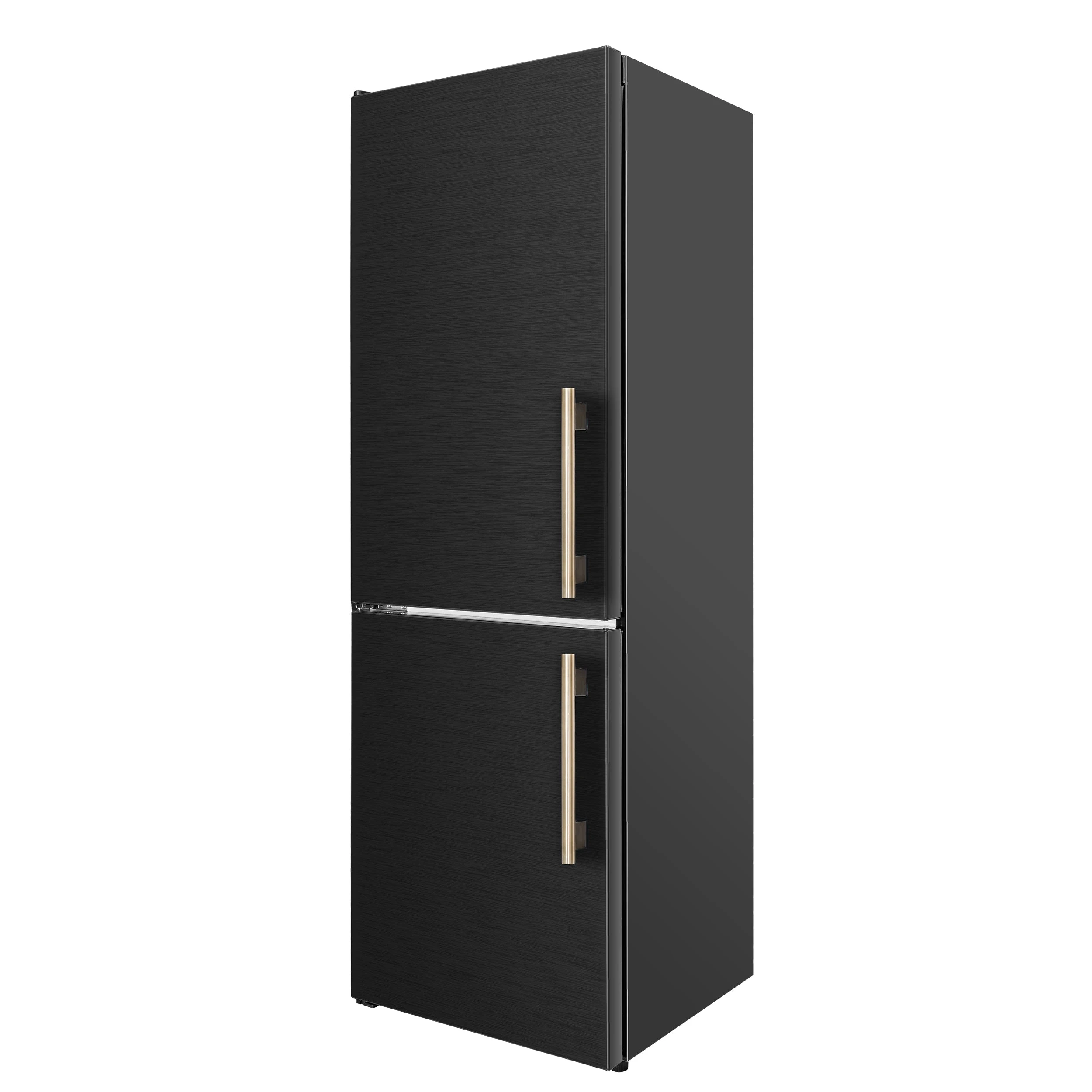 Custodia 24" Bottom Freezer, 10.3 cf., Left Swing, Ice Maker, Total No frost, , Antique Brass handles FFFFD176624BLKLS