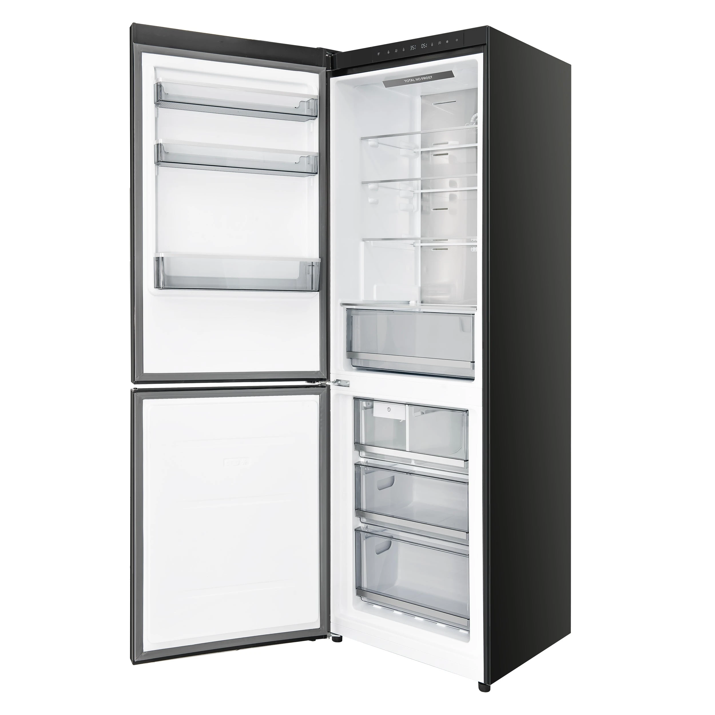 Custodia 24" Bottom Freezer, 10.3 cf., Left Swing, Ice Maker, Total No frost, , Antique Brass handles FFFFD176624BLKLS