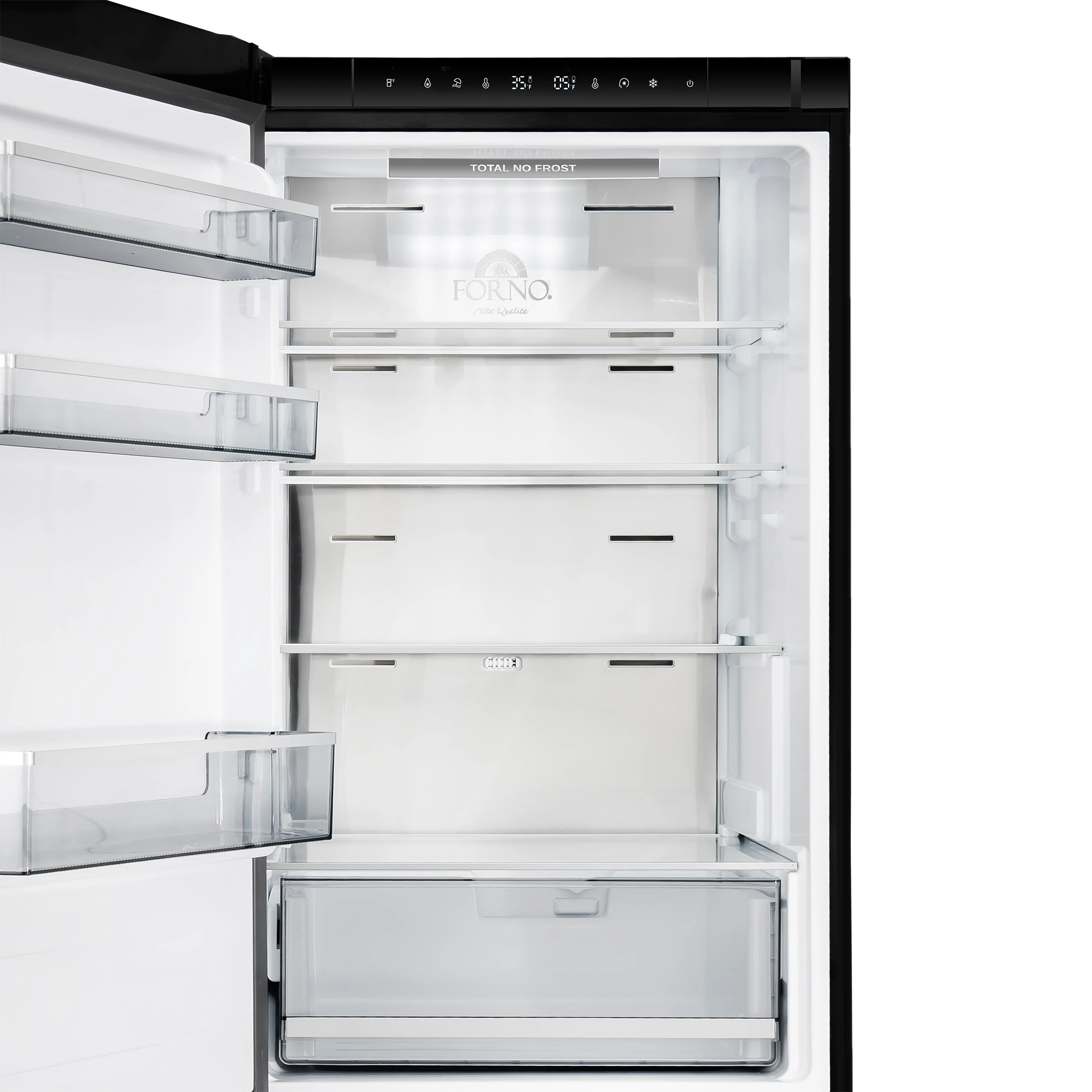 Custodia 24" Bottom Freezer, 10.3 cf., Left Swing, Ice Maker, Total No frost, , Antique Brass handles FFFFD176624BLKLS