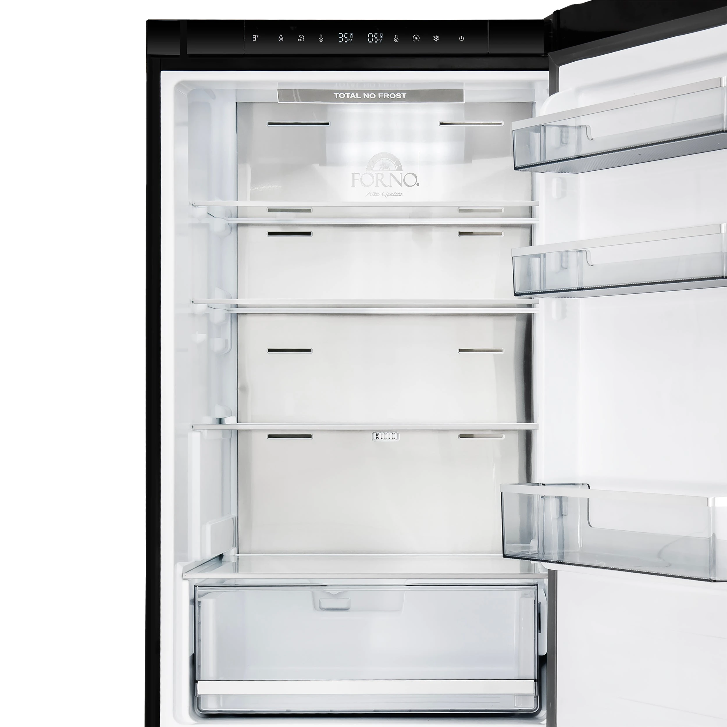 Custodia 24" Bottom Freezer, 10.3 cf., Right Swing, Total No frost, , Antique Brass handles FFFFD176624BLKRS