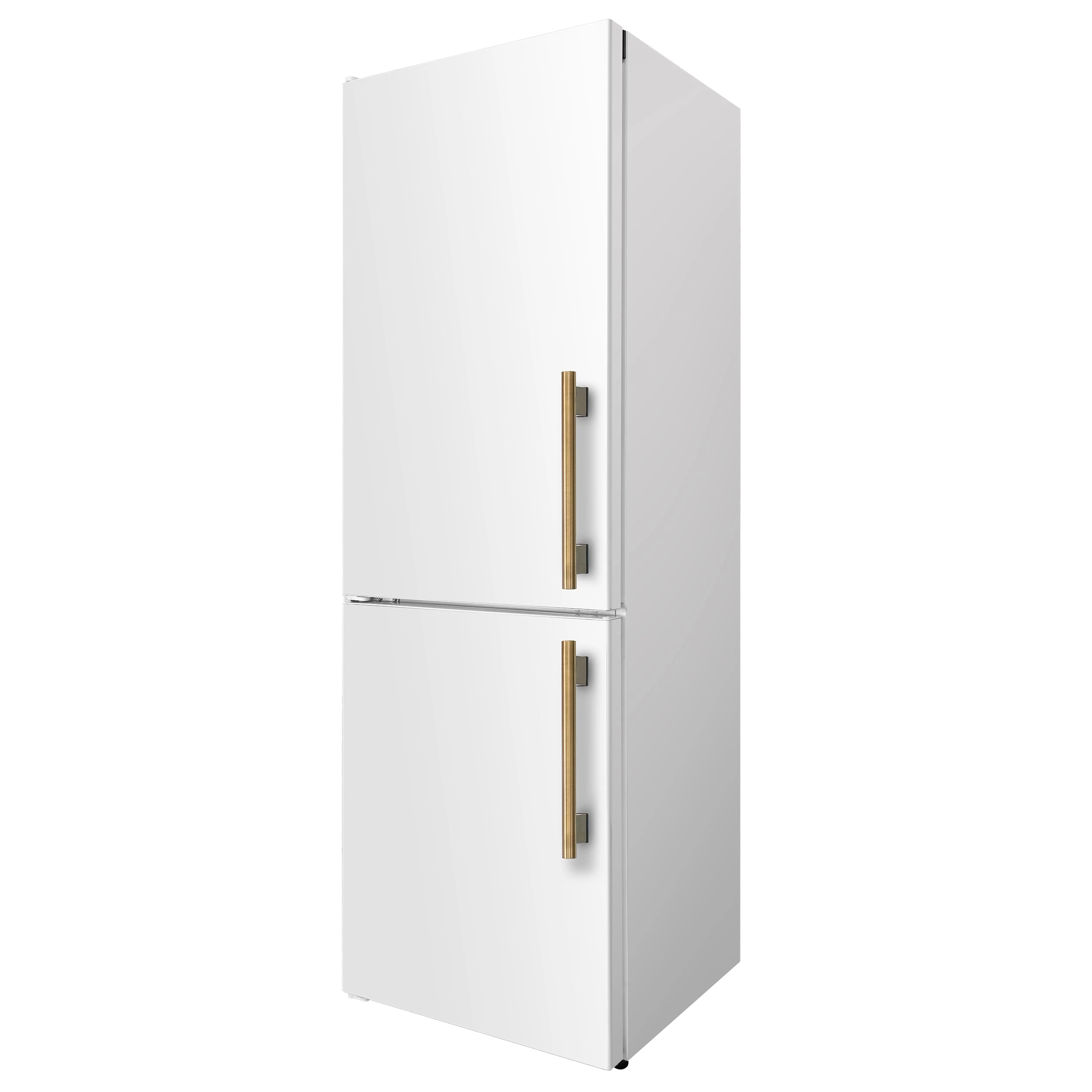 Custodia 24" Bottom Freezer, 10.3 cf., Left Swing, Ice Maker, Total No frost, , Antique Brass handles FFFFD176624WHTLS
