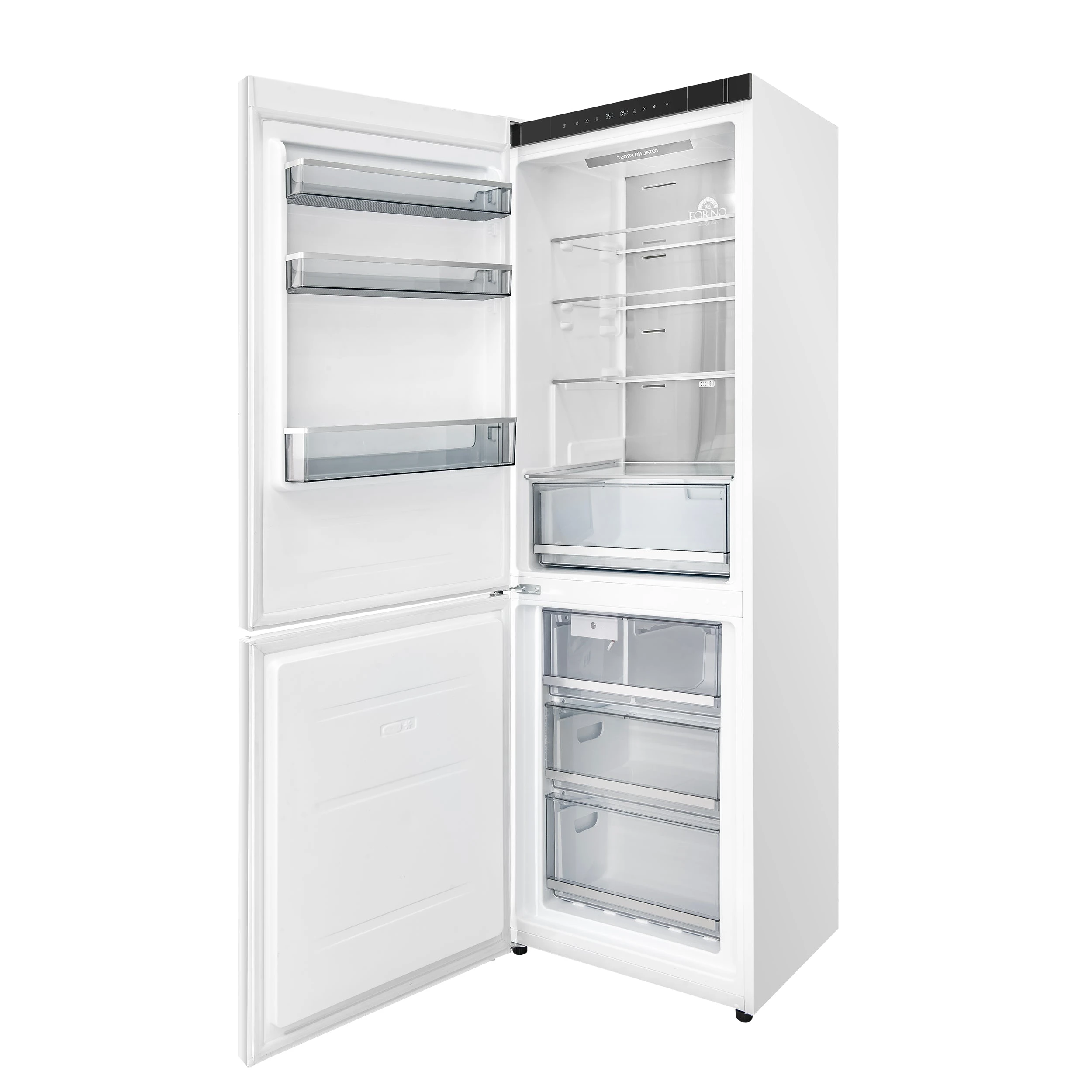 Custodia 24" Bottom Freezer, 10.3 cf., Left Swing, Ice Maker, Total No frost, , Antique Brass handles FFFFD176624WHTLS