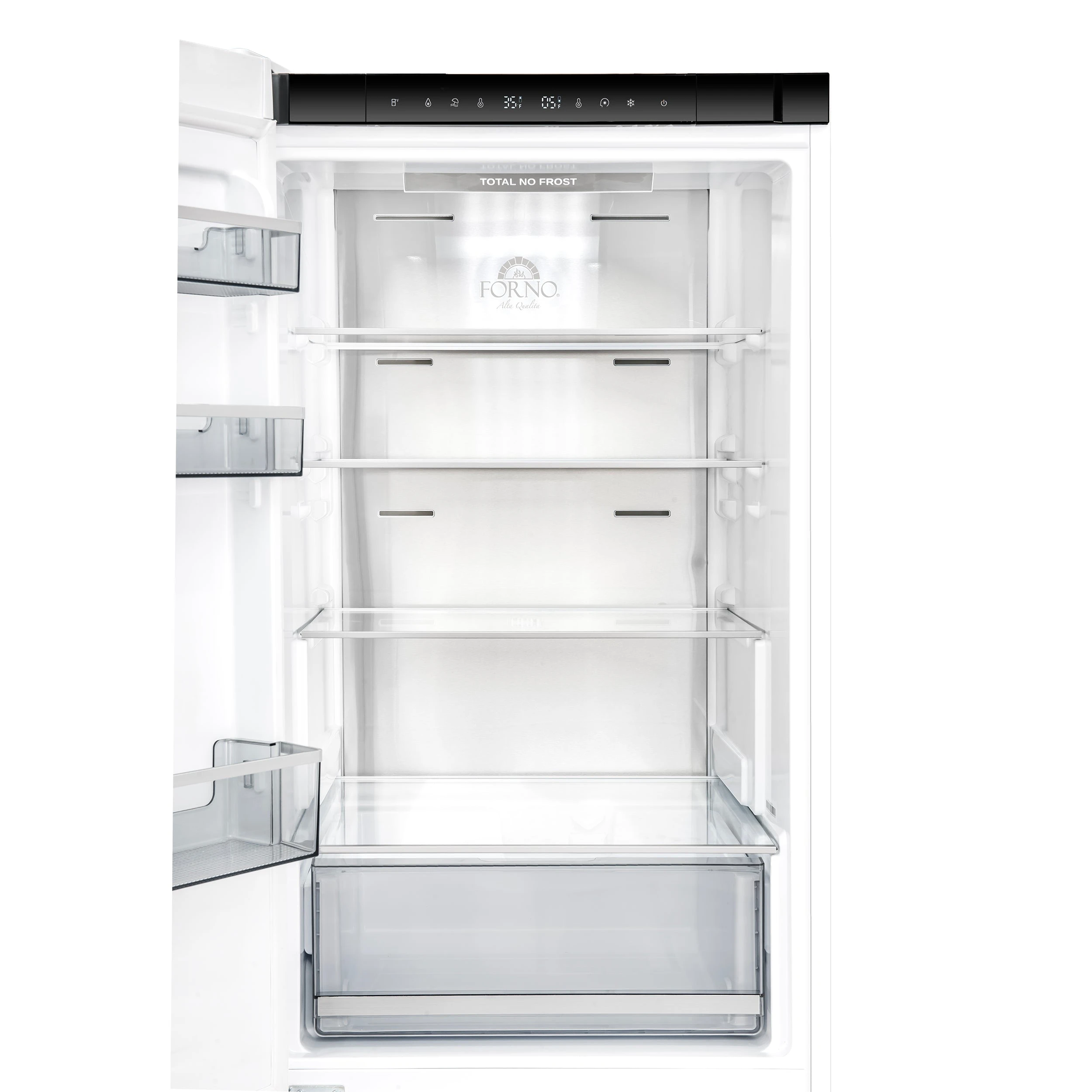 Custodia 24" Bottom Freezer, 10.3 cf., Left Swing, Ice Maker, Total No frost, , Antique Brass handles FFFFD176624WHTLS