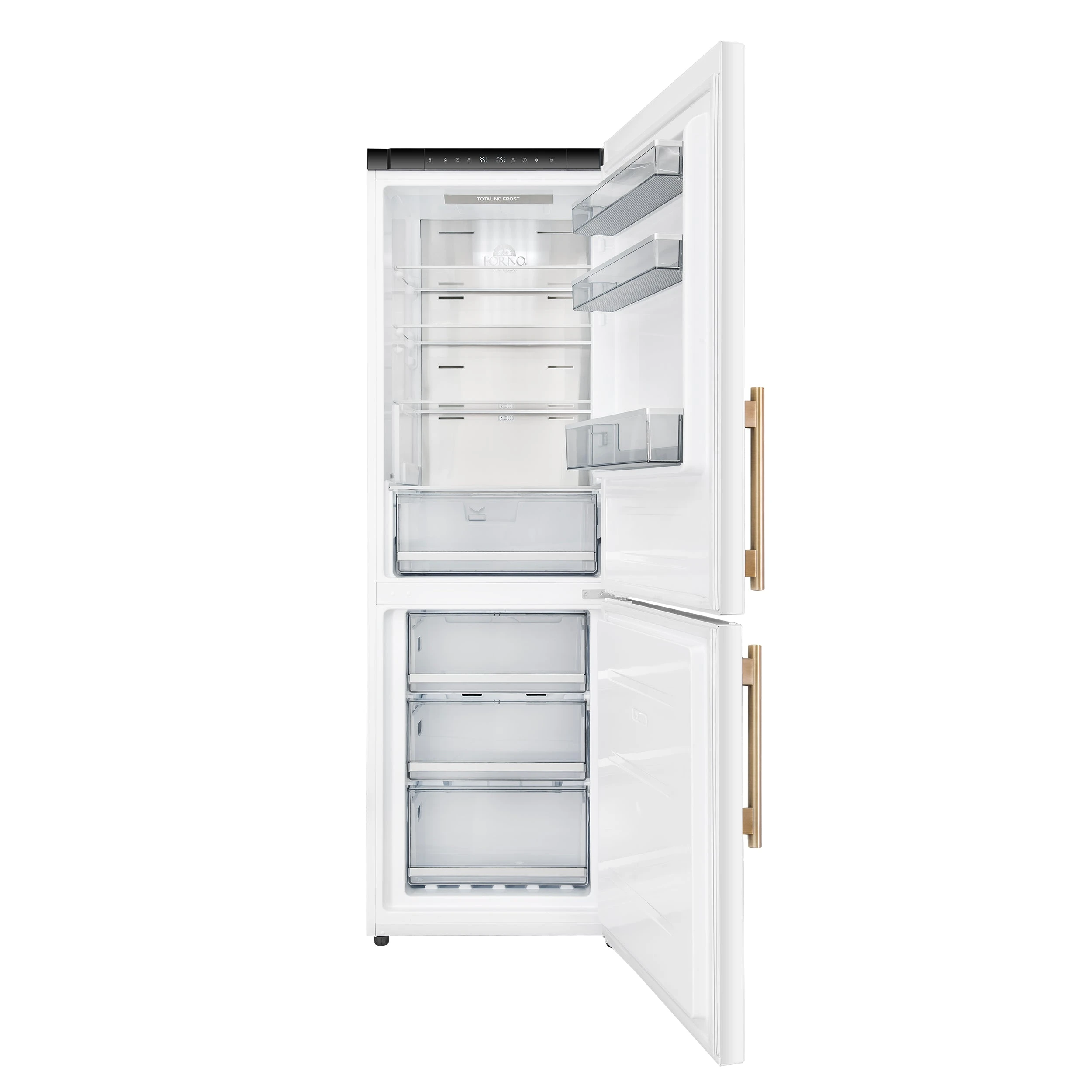 Custodia 24" Bottom Freezer, 10.3 cf., Right Swing, Total No frost, , Antique Brass handles FFFFD176624WHTRS