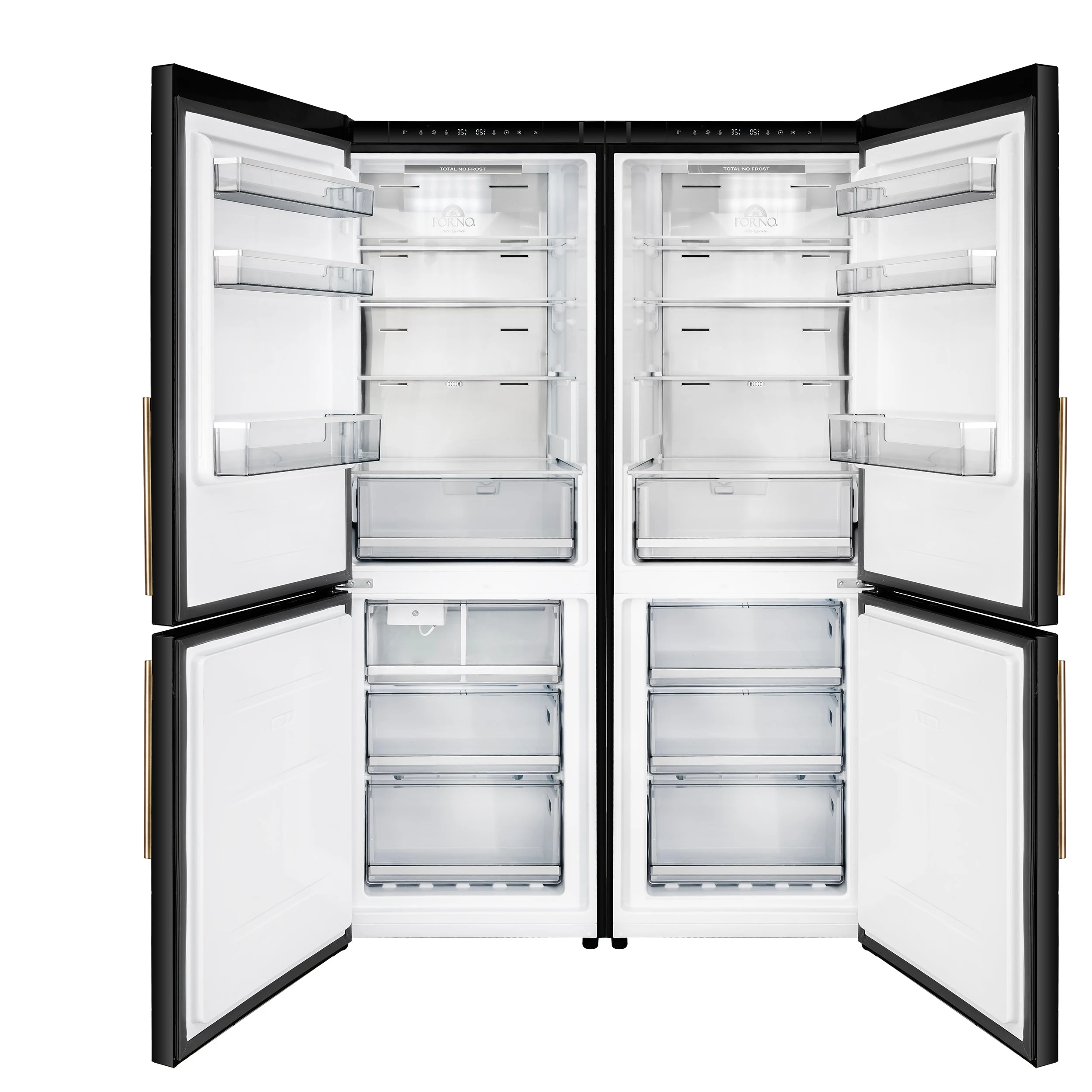 Custodia 48" Bottom Freezer combo, 20.6 cf., Ice Maker, Total No frost, , Antique Brass handles FFFFD176648BLK