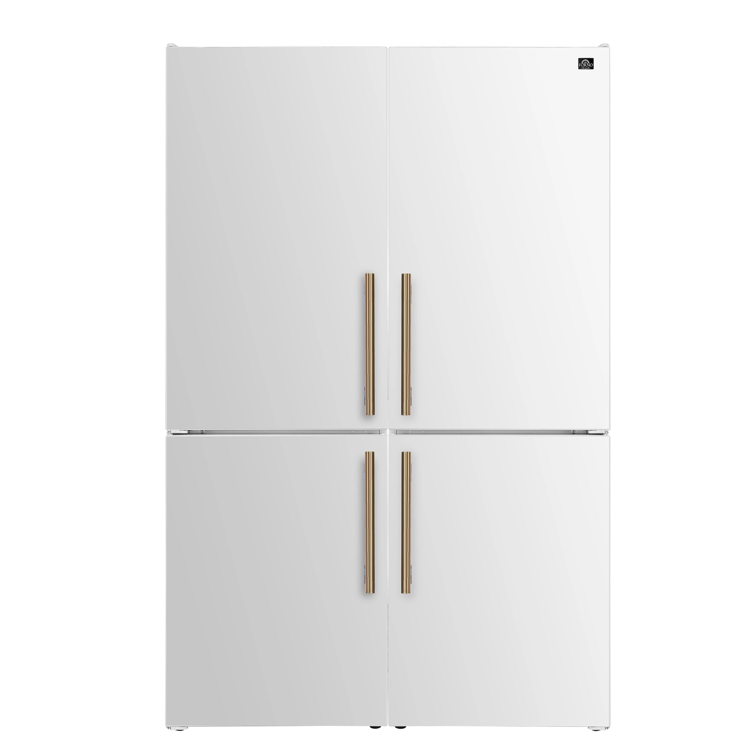 Custodia 48" Bottom Freezer combo, 20.6 cf., Ice Maker, Total No frost, , Antique Brass handles FFFFD176648WHT