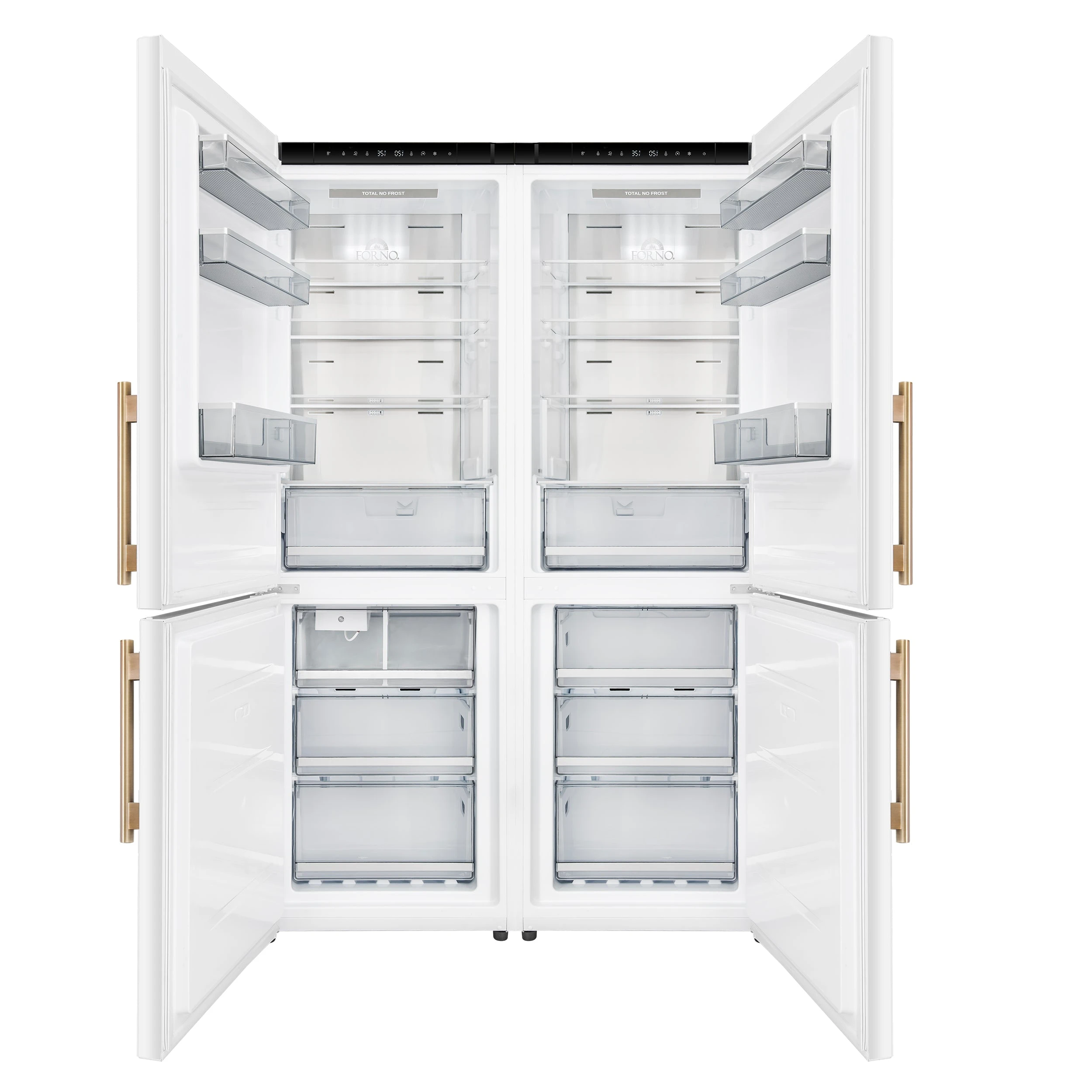 Custodia 48" Bottom Freezer combo, 20.6 cf., Ice Maker, Total No frost, , Antique Brass handles FFFFD176648WHT