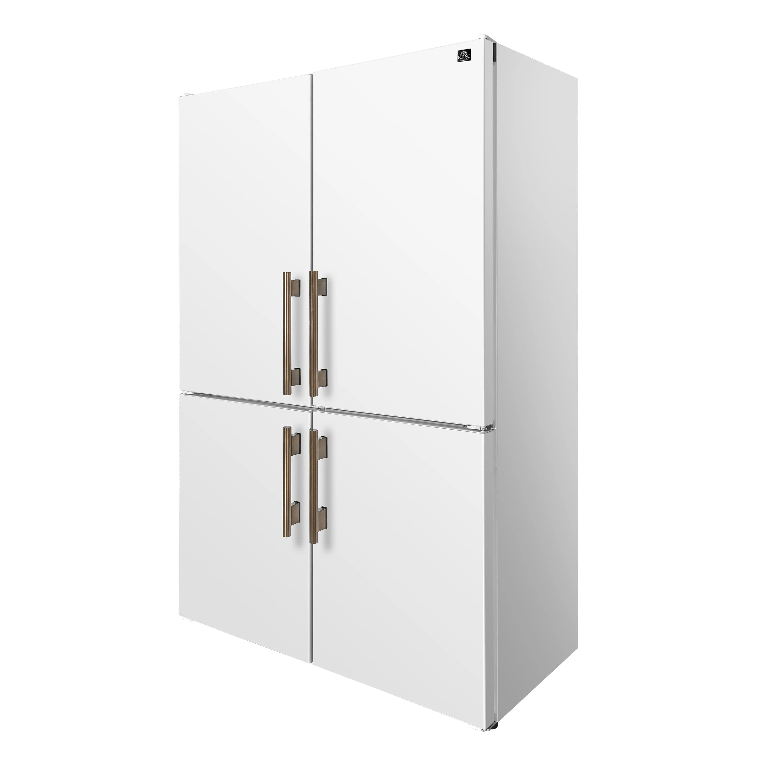 Custodia 48" Bottom Freezer combo, 20.6 cf., Ice Maker, Total No frost, , Antique Brass handles FFFFD176648WHT