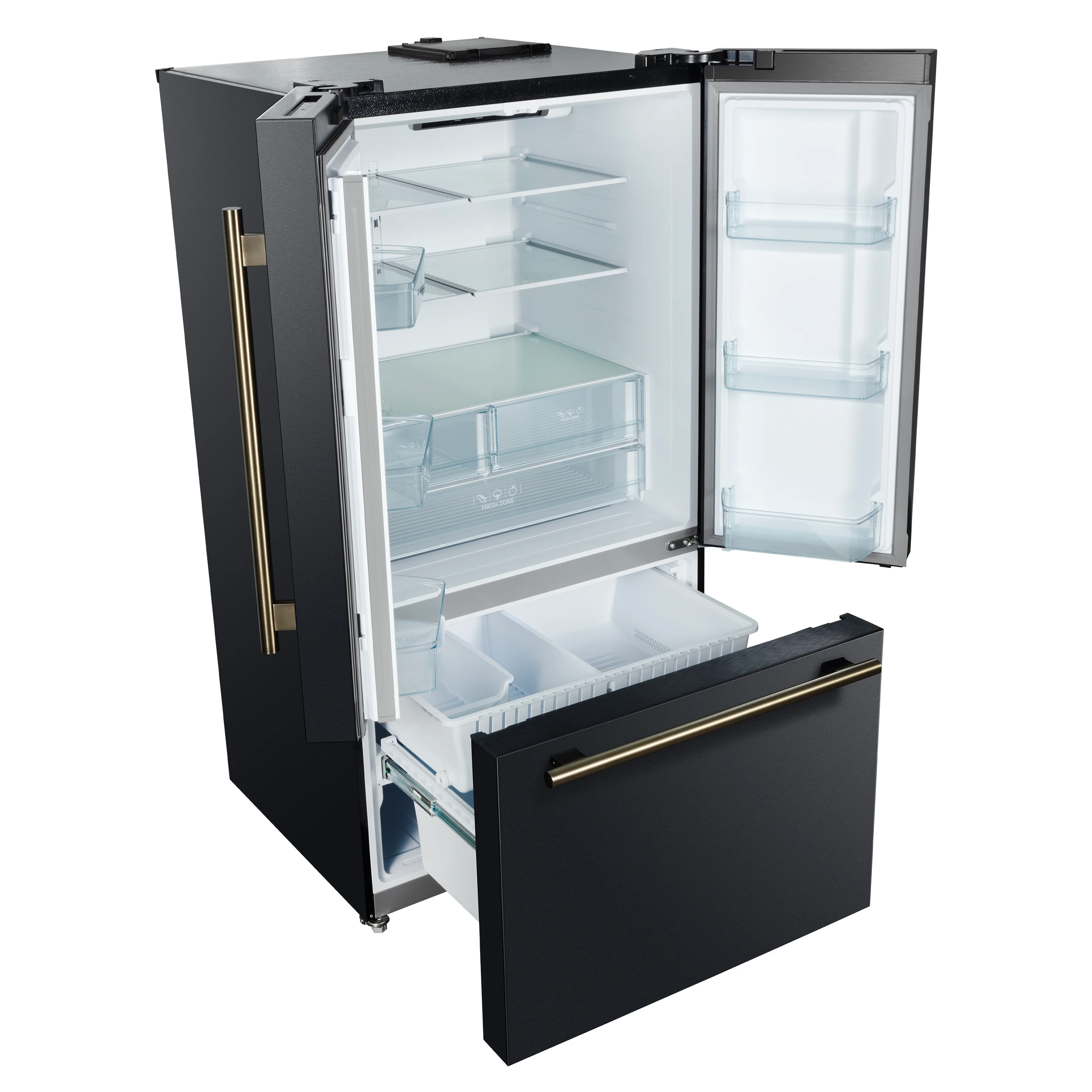Rivello 36 Inch French Door Refrigerator in with Antique Brass, Internal Water Dispenser, Filtered Ice, Adjustable Shelves, Energy Star Certified FFFFD178336BLK