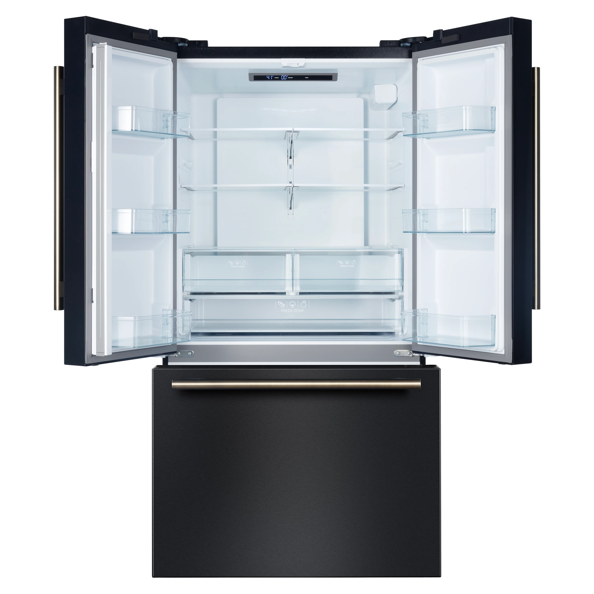Rivello 36 Inch French Door Refrigerator in with Antique Brass, Internal Water Dispenser, Filtered Ice, Adjustable Shelves, Energy Star Certified FFFFD178336BLK