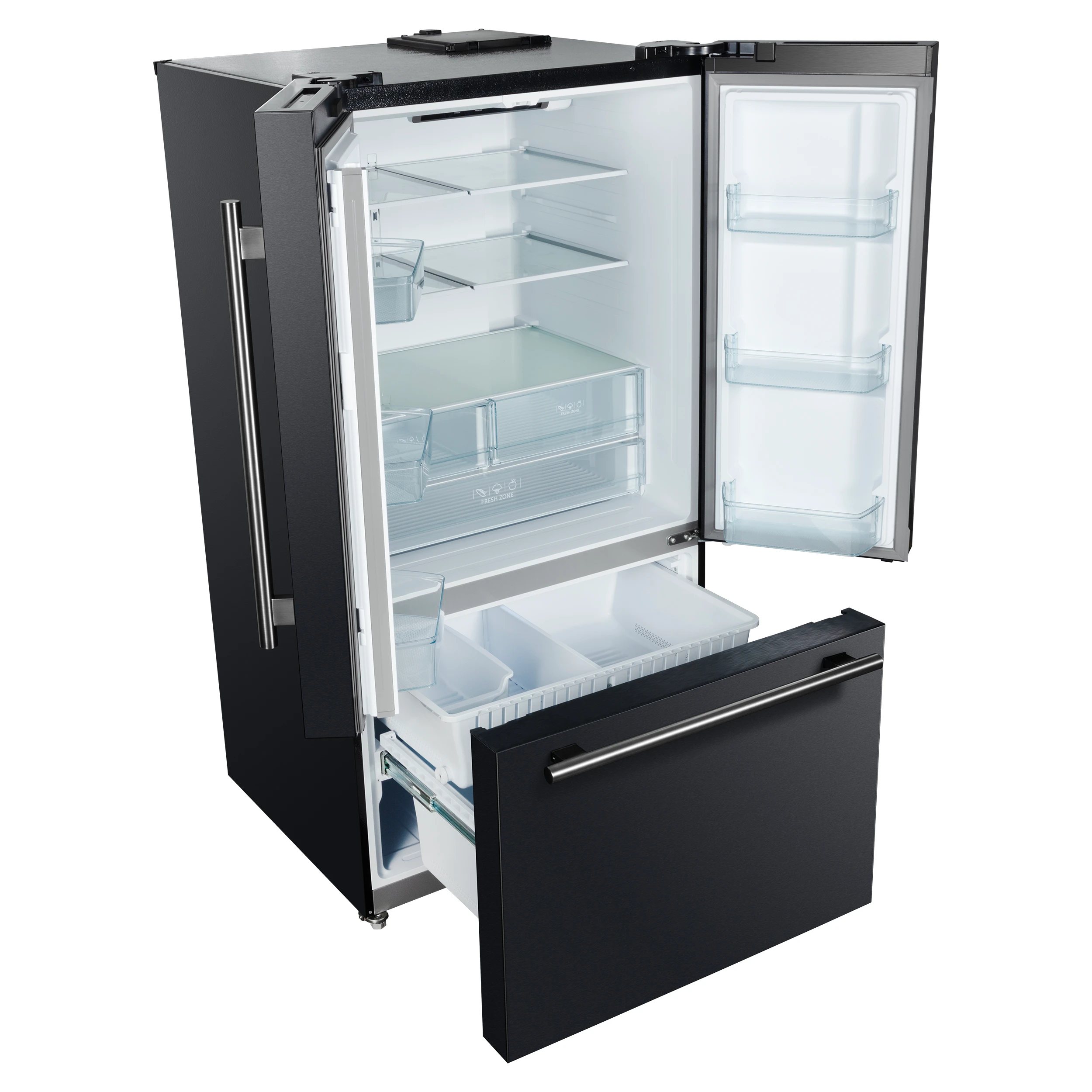 Rivello 36 Inch French Door Refrigerator in with Antique Brass, Internal Water Dispenser, Filtered Ice, Adjustable Shelves, Energy Star Certified FFFFD178336BLK
