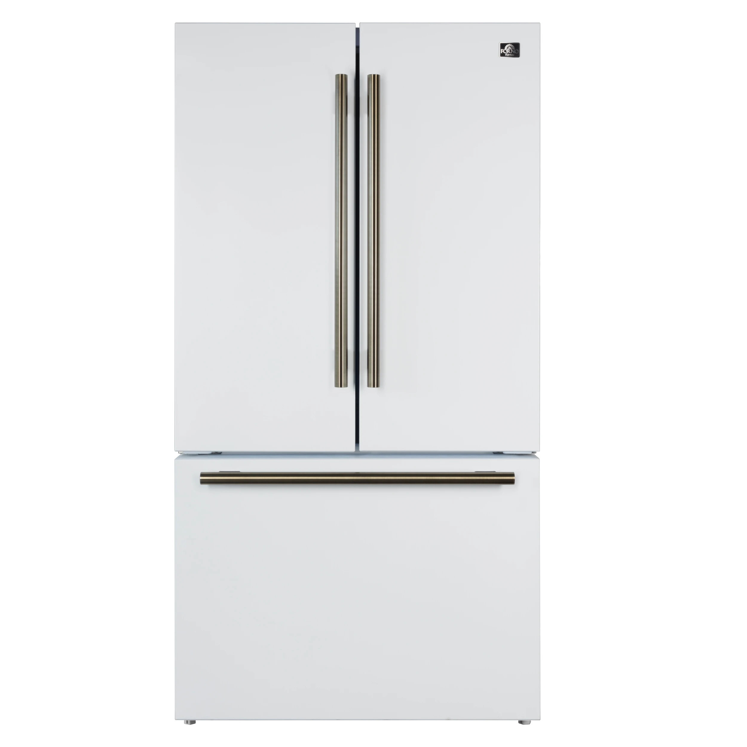 Rivello 36 Inch French Door Refrigerator in with Antique Brass, Internal Water Dispenser, Filtered Ice, Adjustable Shelves, Energy Star Certified FFFFD178336WHT