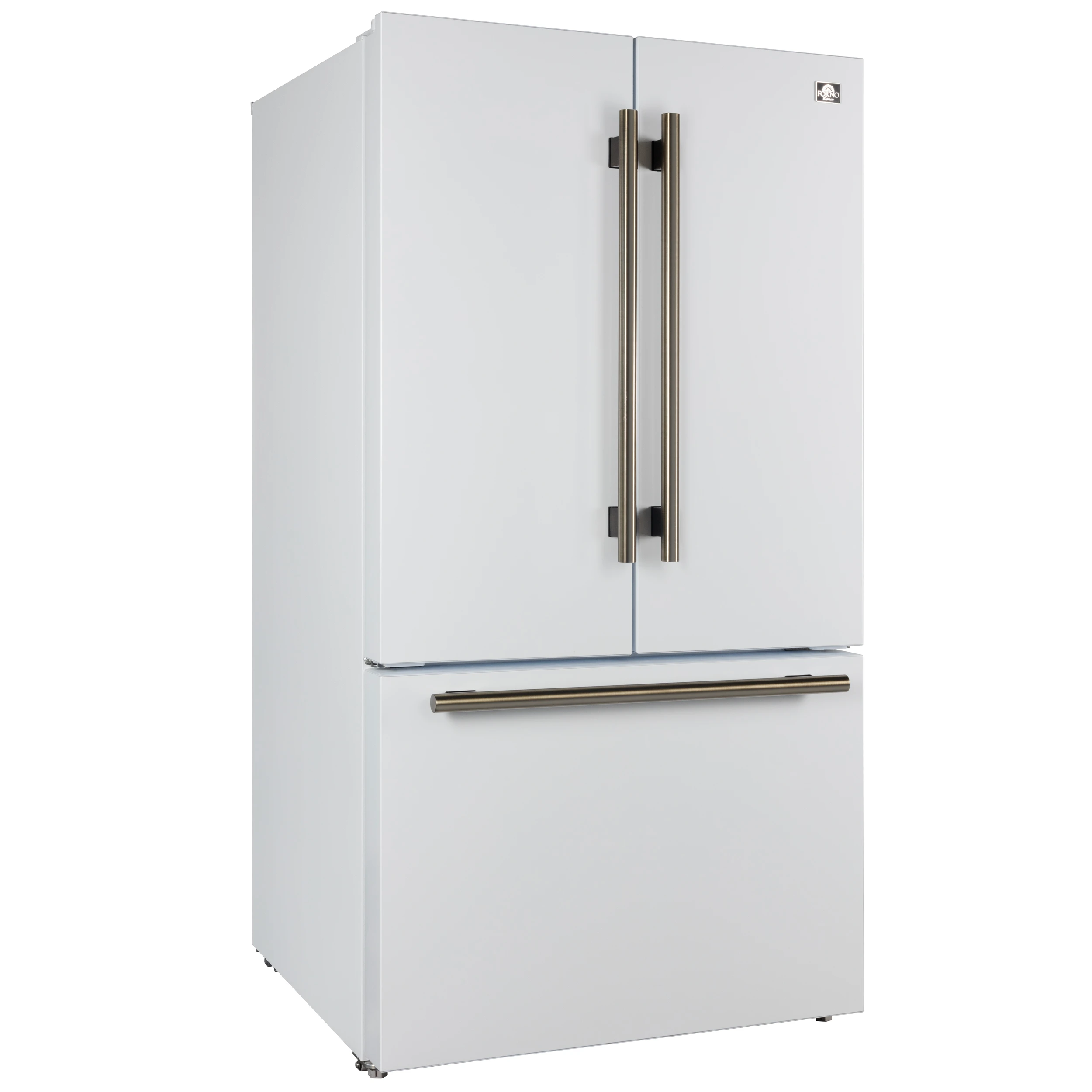 Rivello 36 Inch French Door Refrigerator in with Antique Brass, Internal Water Dispenser, Filtered Ice, Adjustable Shelves, Energy Star Certified FFFFD178336WHT