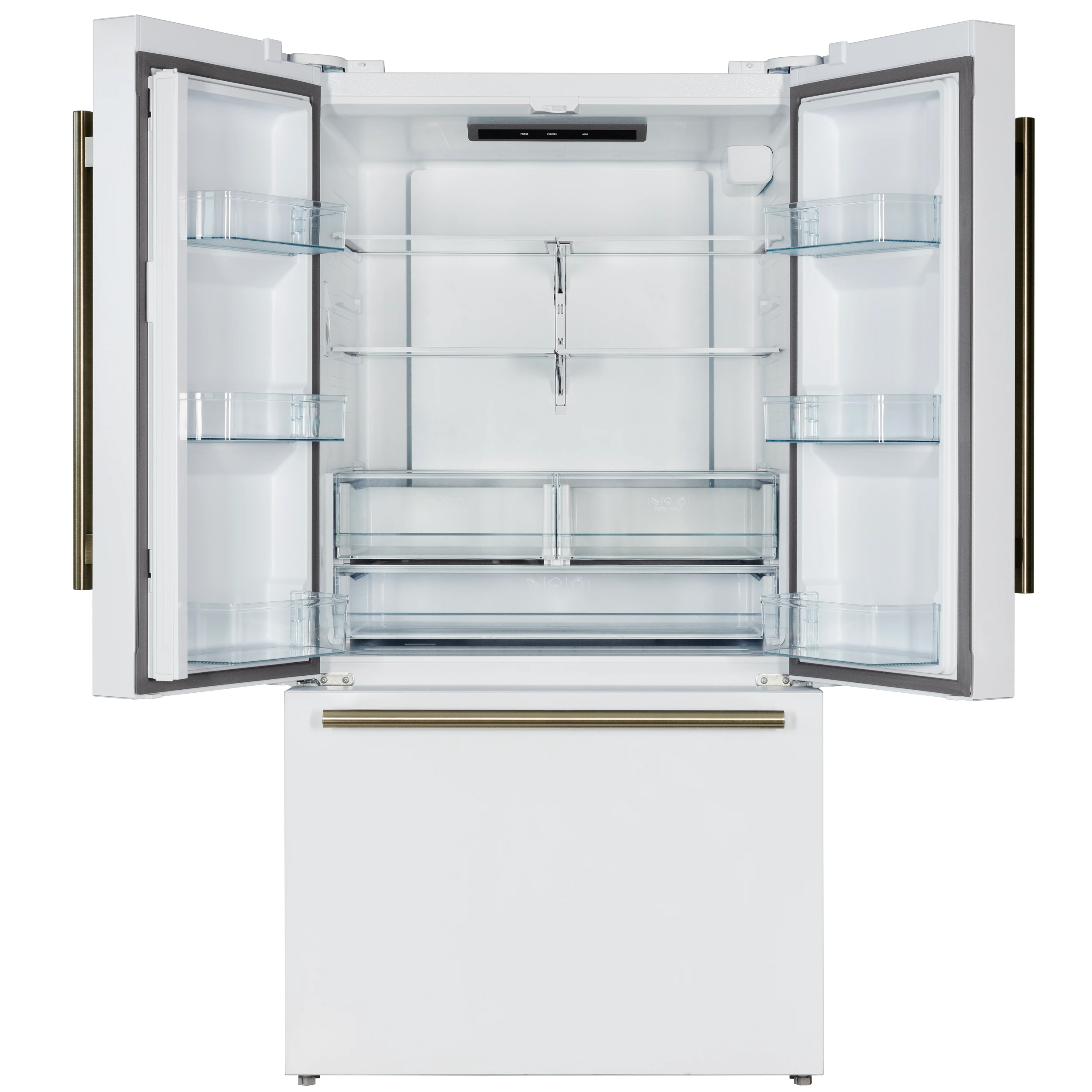 Rivello 36 Inch French Door Refrigerator in with Antique Brass, Internal Water Dispenser, Filtered Ice, Adjustable Shelves, Energy Star Certified FFFFD178336WHT