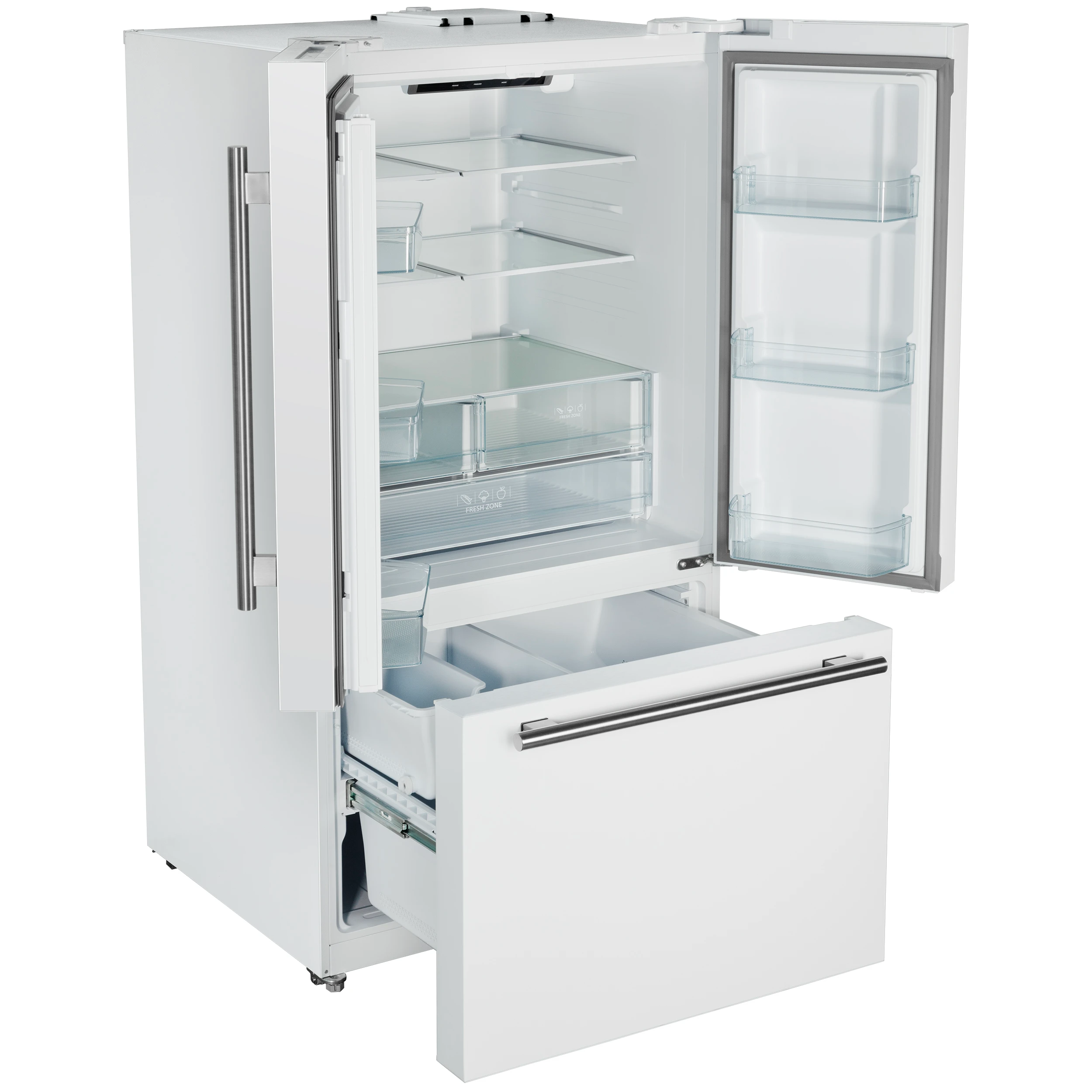 Rivello 36 Inch French Door Refrigerator in with Antique Brass, Internal Water Dispenser, Filtered Ice, Adjustable Shelves, Energy Star Certified FFFFD178336WHT