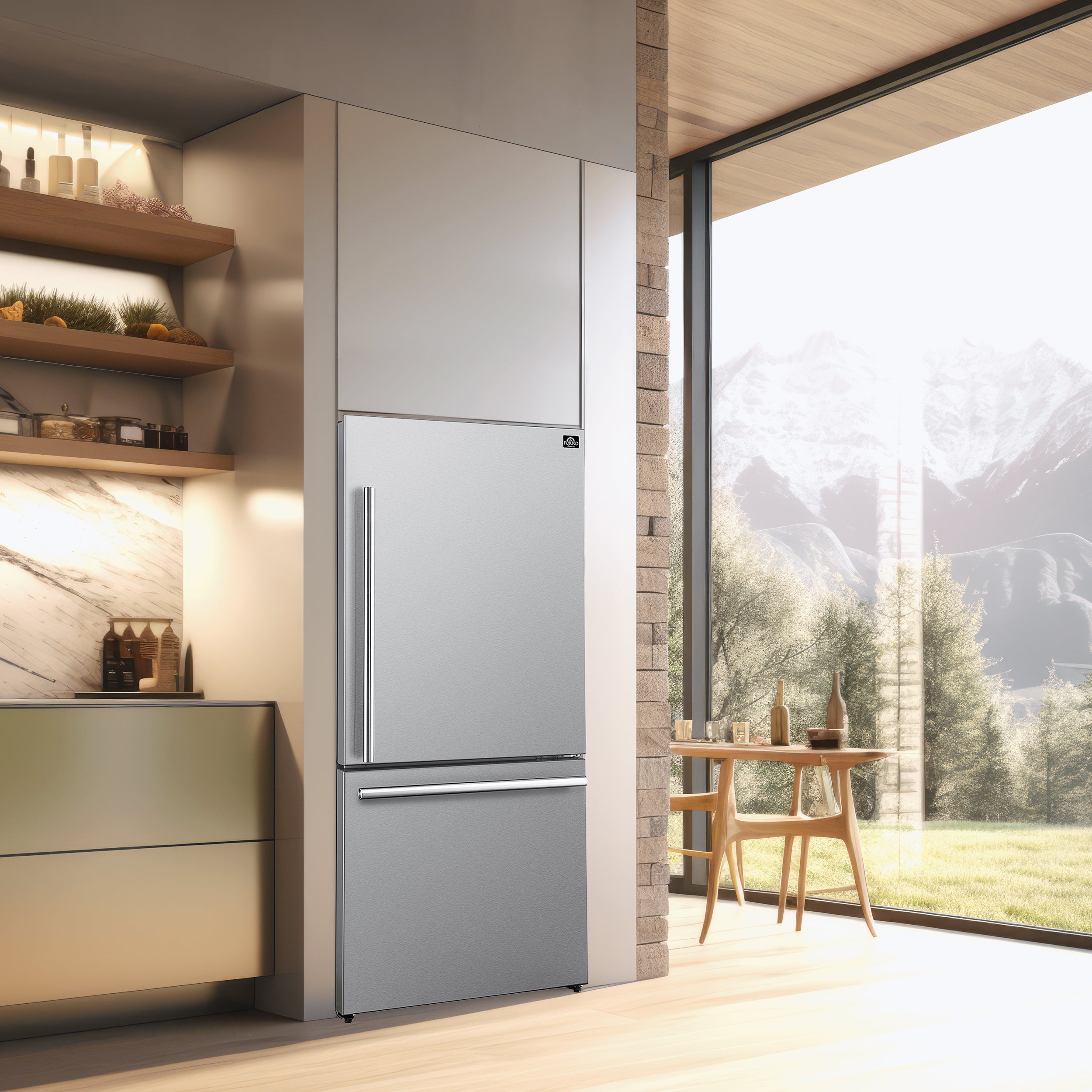 Milano Espresso 31-Inch Bottom Freezer Refrigerator, , 17.2 cu.ft Capacity, Right Swing Door, Energy Efficient view 9