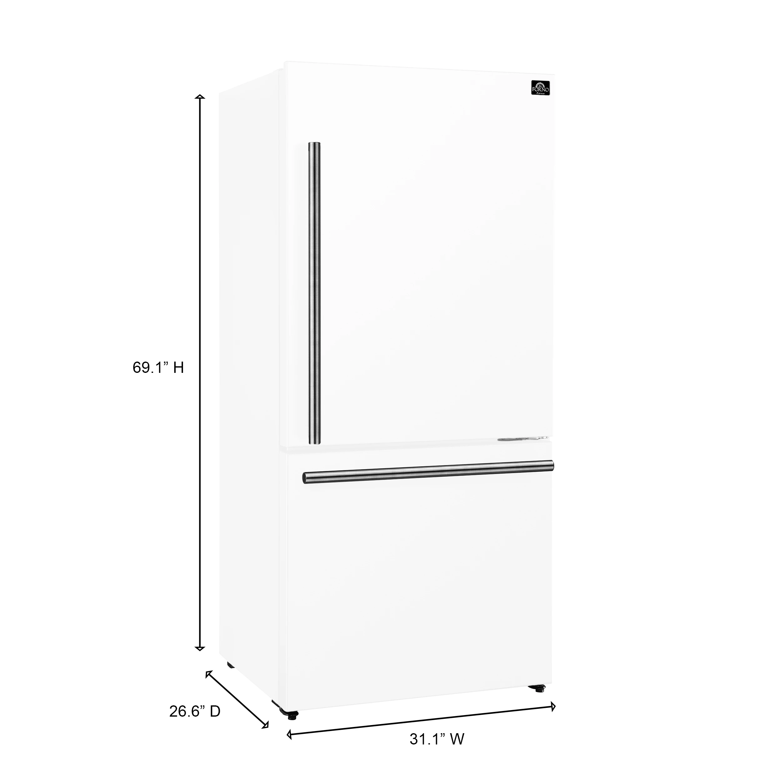 Milano Espresso 31-Inch Bottom Freezer Refrigerator, , 17.2 cu.ft Capacity, Energy Efficient FFFFD178531WHT