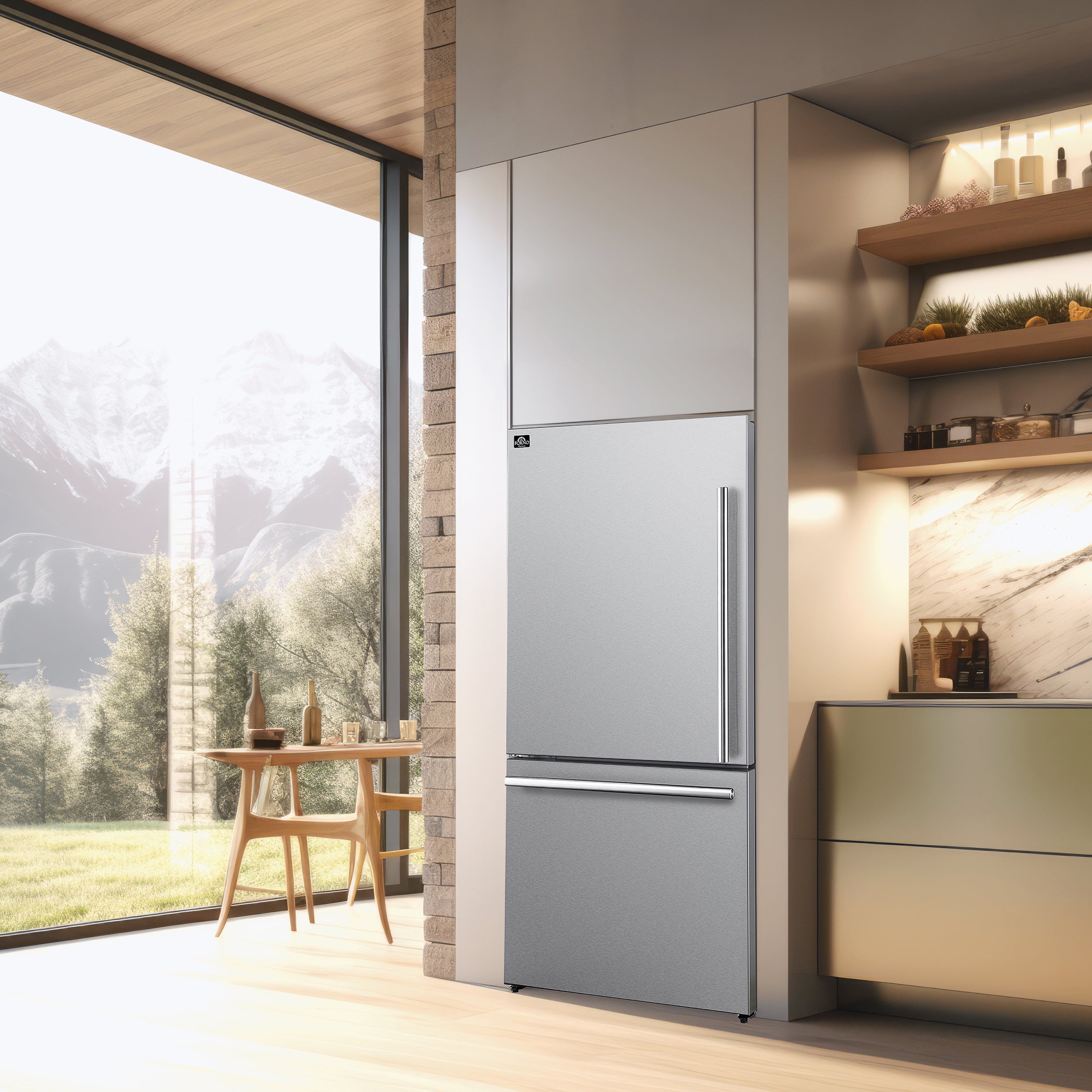 Milano Espresso 31-Inch Bottom Freezer Refrigerator, 17.2 cu.ft., Built-In Ice Maker, ENERGY STAR view 3