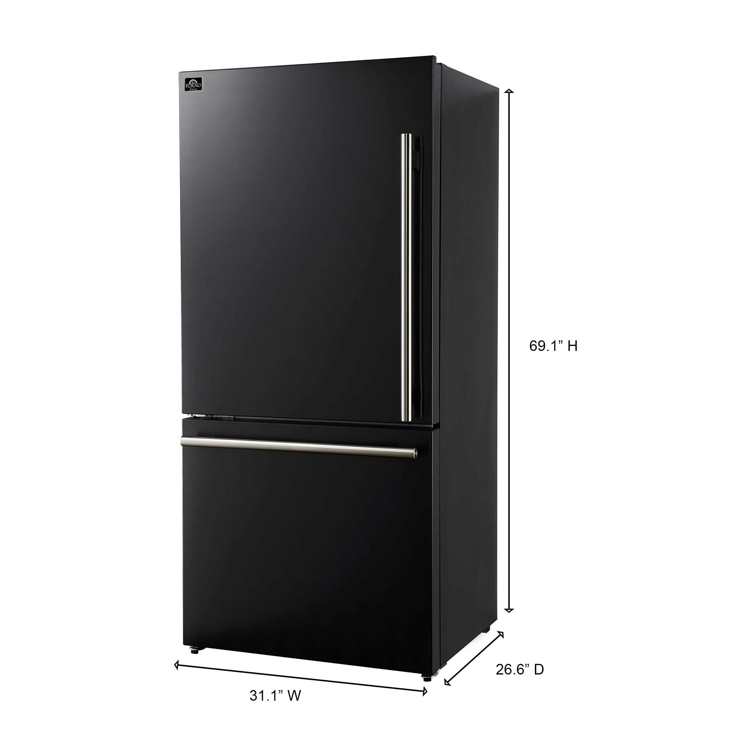 Milano 2-Piece 62-Inch Freestanding Dual Bottom Freezer Refrigerator in Black – 34.4 cu.ft, Touch Control, Ice Maker FFFFD178760BLK