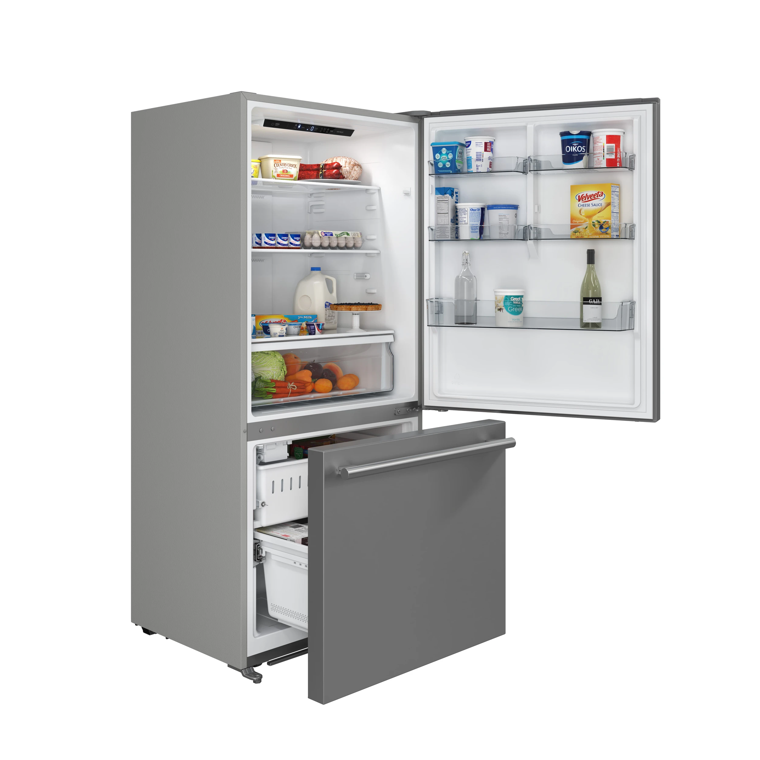 Milano 2-Piece 62-Inch Freestanding Dual Bottom Freezer Refrigerator, Stainless Steel – 34.4 cu.ft, Touch Control, Ice Maker FFFFD178760S