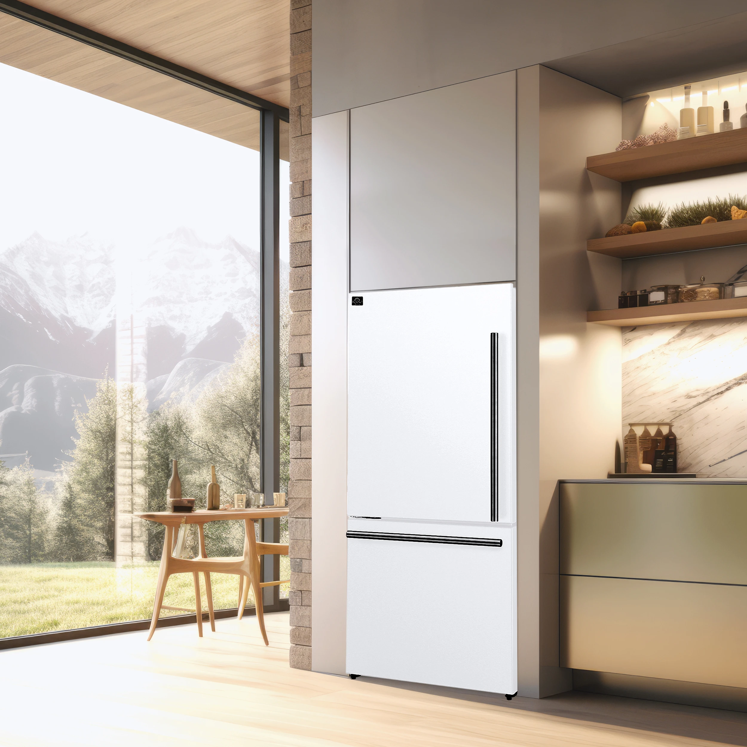 Milano 2-Piece 62-Inch Freestanding Dual Bottom Freezer Refrigerator, White – 34.4 cu.ft, Touch Control, Ice Maker FFFFD178760WHT