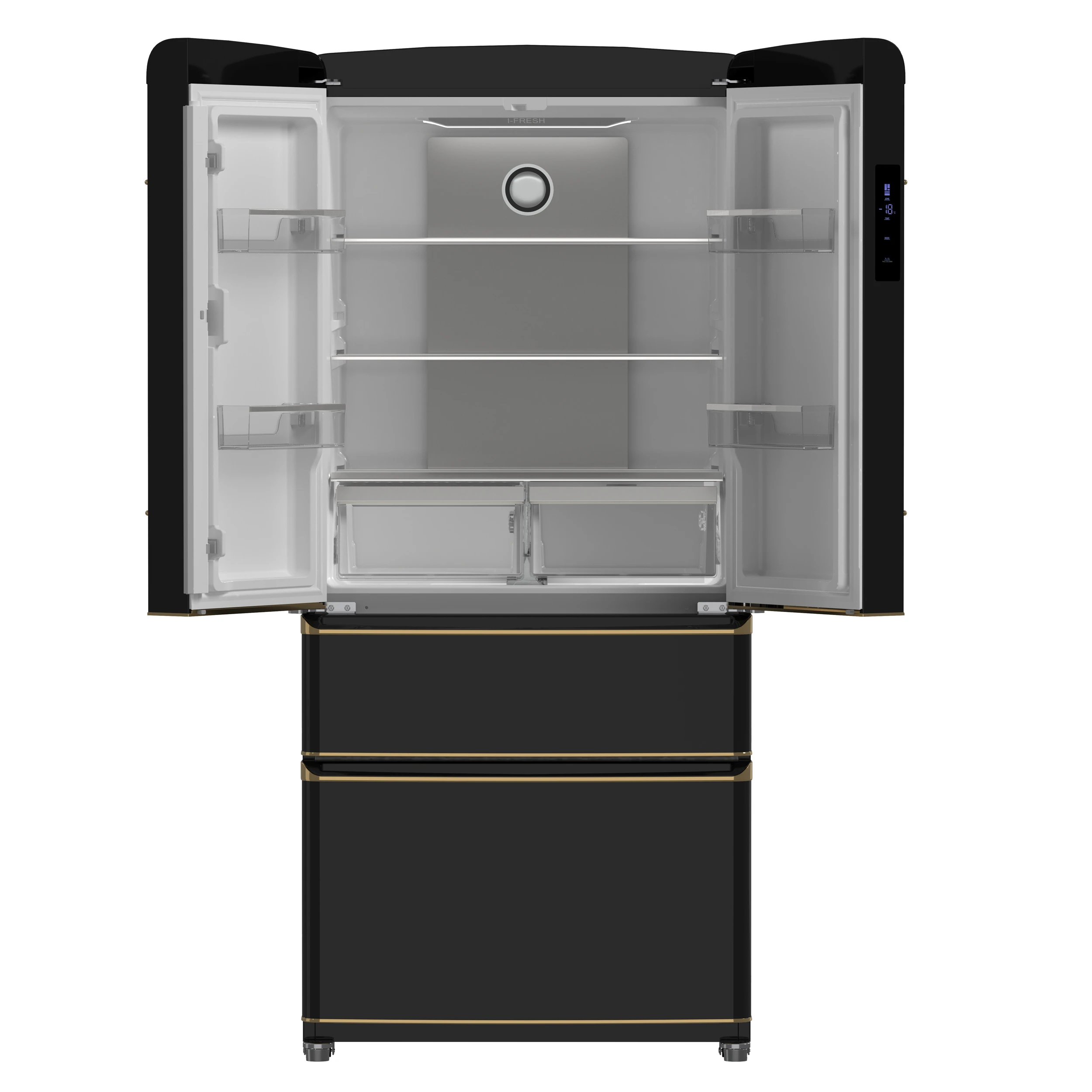 Luigi 33-Inch French Door Refrigerator, 18 cu.ft, Black Finish, Antique Brass Handles, ENERGY STAR Certified FFFFD179133BLK