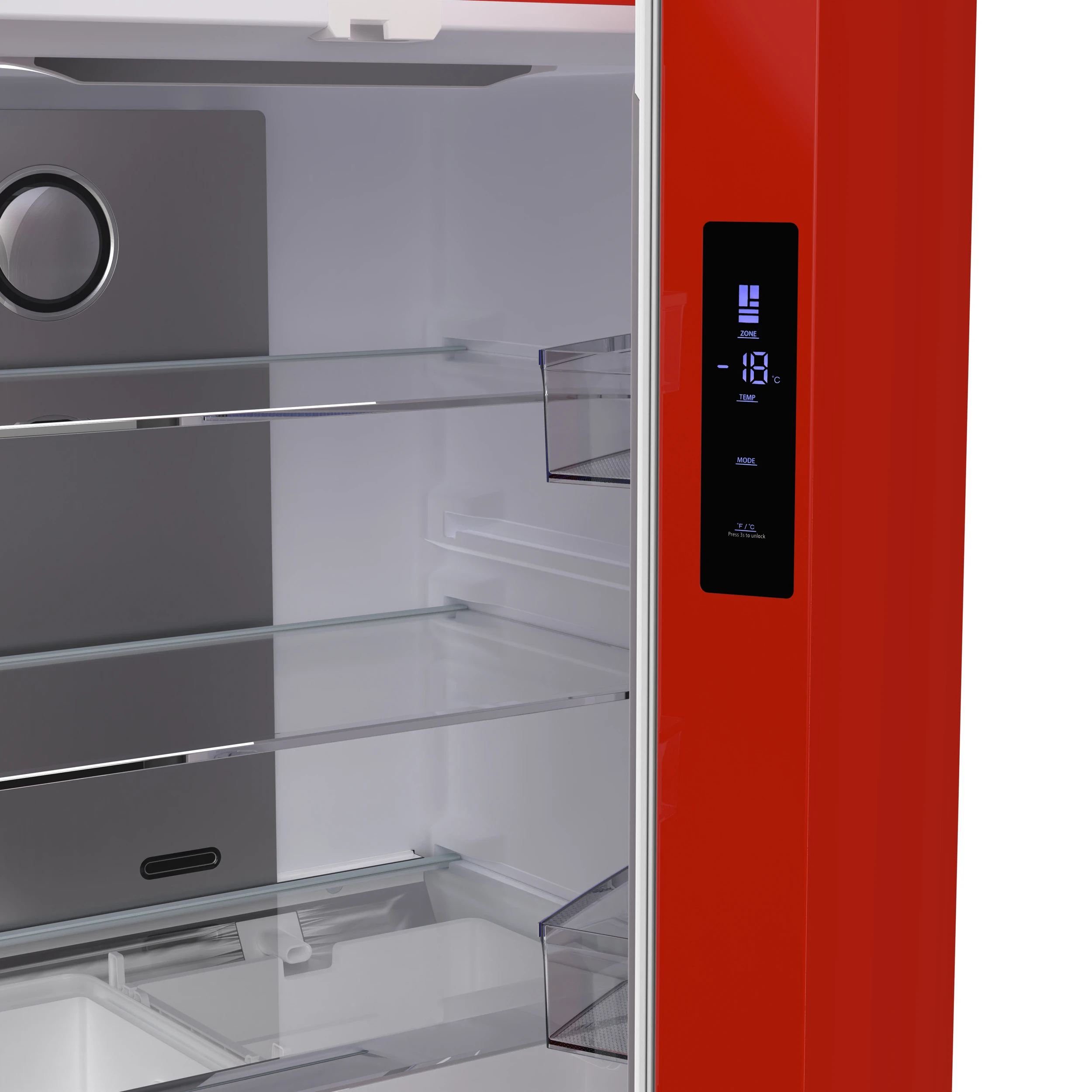 Luigi 33-Inch French Door Refrigerator, 18 cu.ft, Red Finish, Handle-Free Design, ENERGY STAR Certified FFFFD179133RED