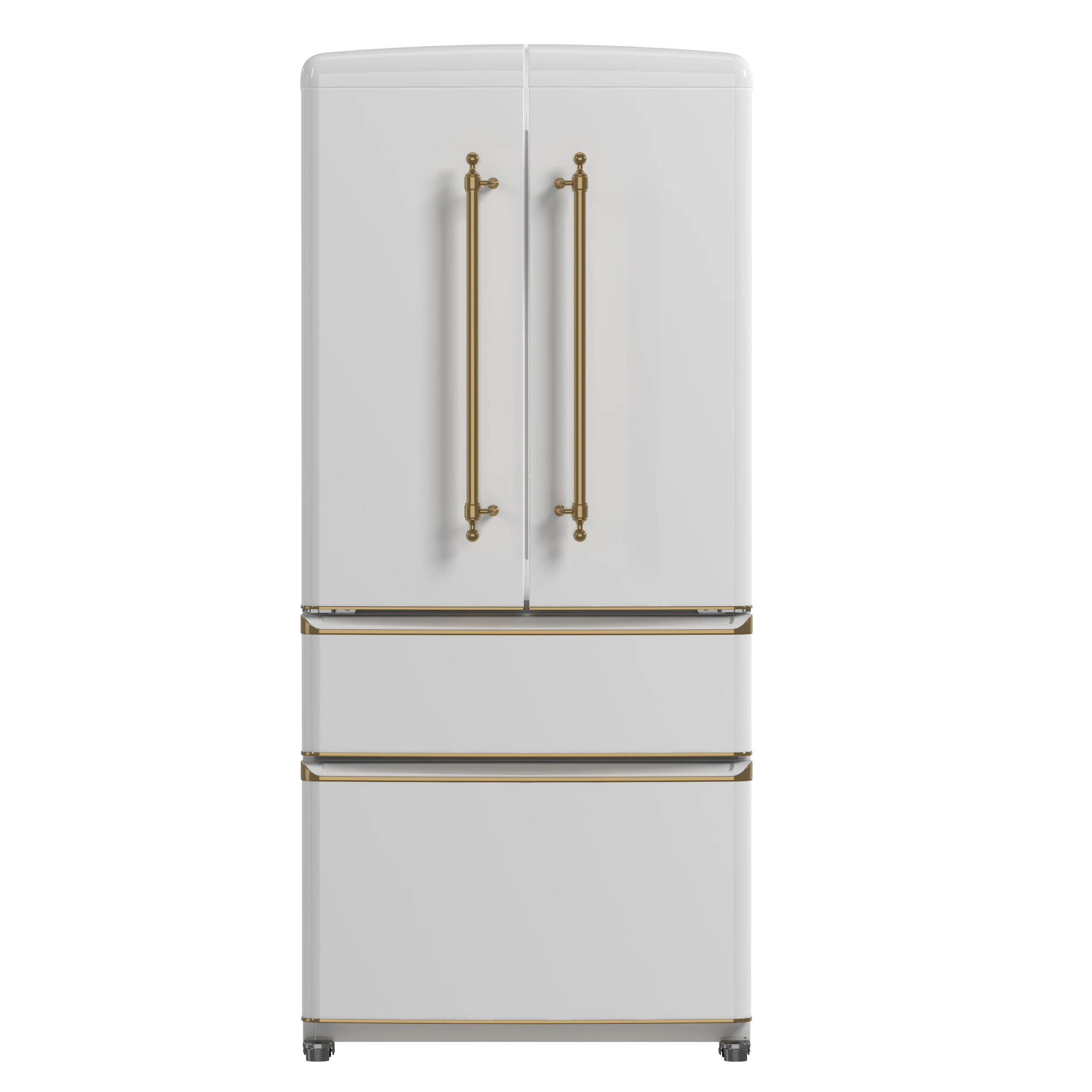 Luigi 33-Inch French Door Refrigerator, 18 cu.ft, Finish, Antique Brass Handles, ENERGY STAR Certified FFFFD179133WHT