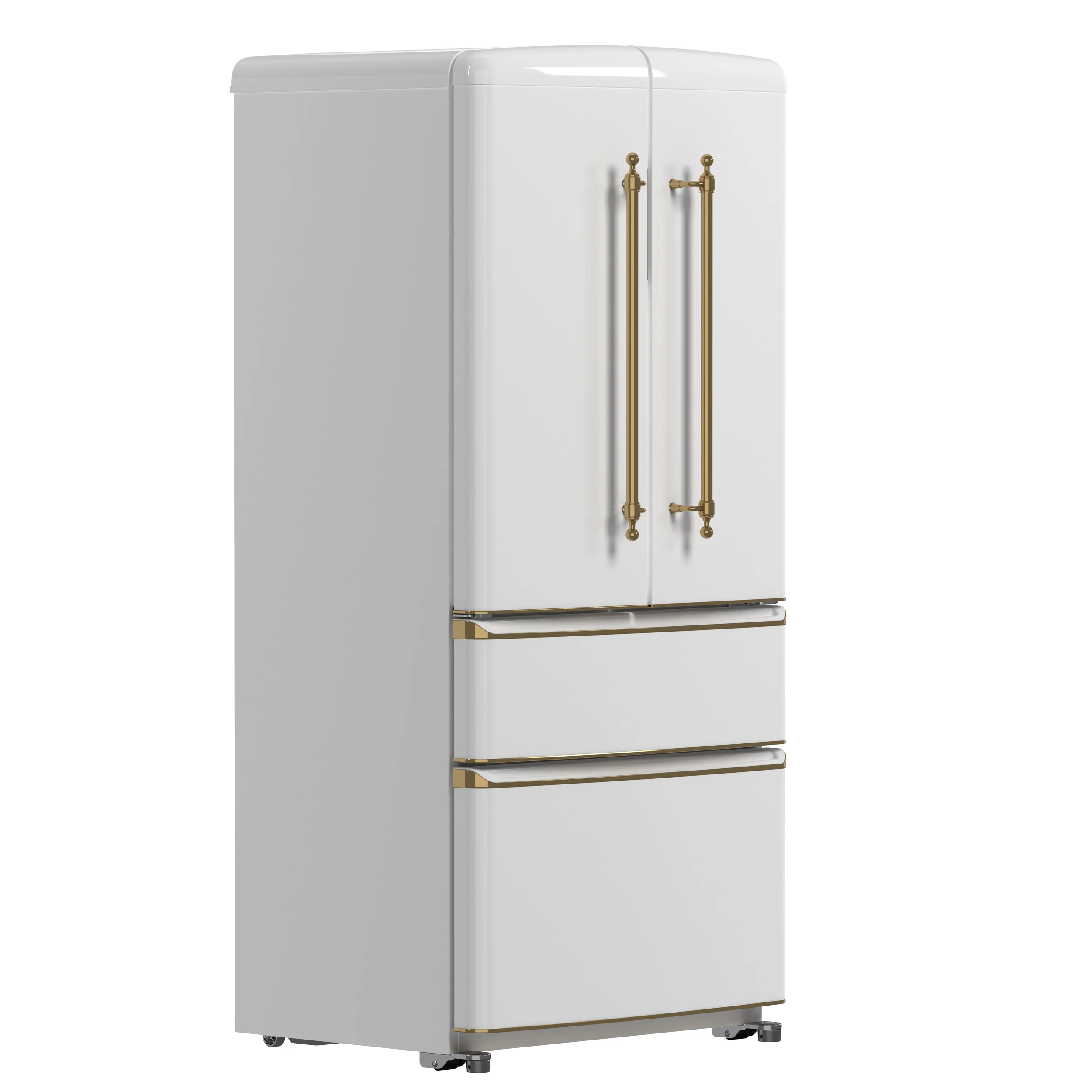 Luigi 33-Inch French Door Refrigerator, 18 cu.ft, Finish, Antique Brass Handles, ENERGY STAR Certified FFFFD179133WHT