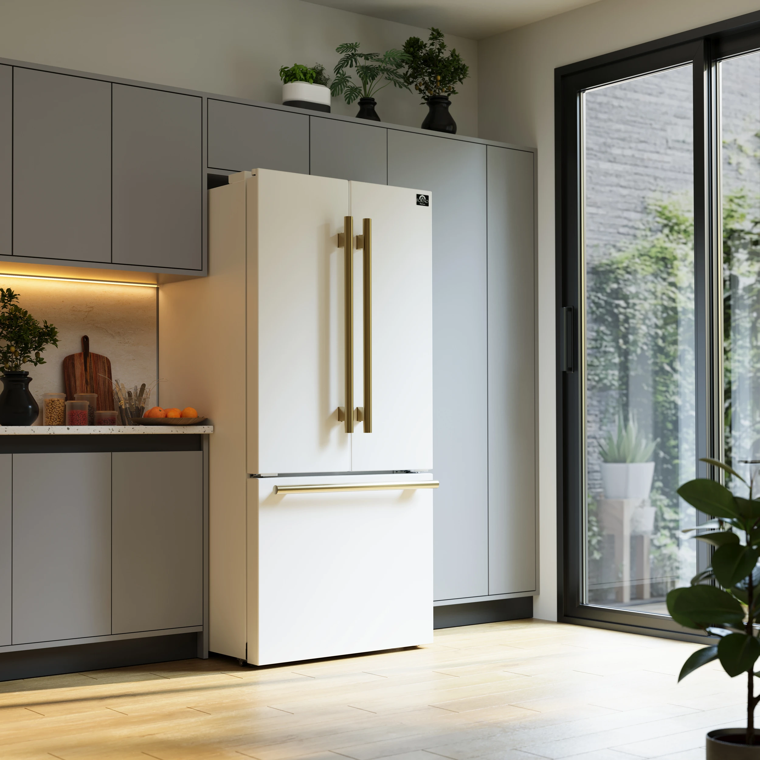 Gallipoli Espresso 30-Inch French Door Refrigerator, Bottom Freezer, 17.5 Cu. Ft., No Frost, Ice Maker FFFFD197431WHT