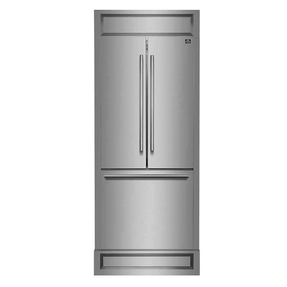 Gallipoli 30-Inch French Door Refrigerator, 17.5 cu.ft Capacity, Modern Decorative Grill, 34-Inch Width, , No Frost Technology, Energy Efficient FFFFD197435MG