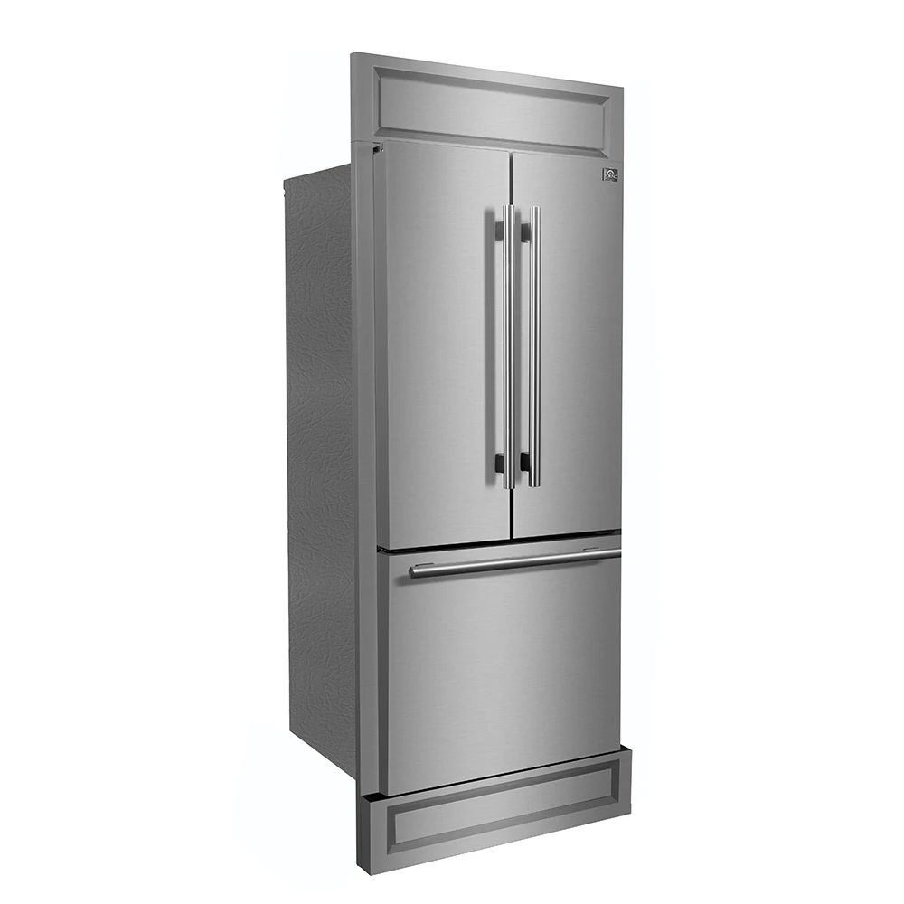 Gallipoli 30-Inch French Door Refrigerator, 17.5 cu.ft Capacity, Modern Decorative Grill, 34-Inch Width, , No Frost Technology, Energy Efficient FFFFD197435MG