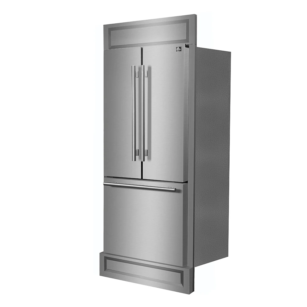 Gallipoli 30-Inch French Door Refrigerator, 17.5 cu.ft Capacity, Modern Decorative Grill, 34-Inch Width, , No Frost Technology, Energy Efficient FFFFD197435MG