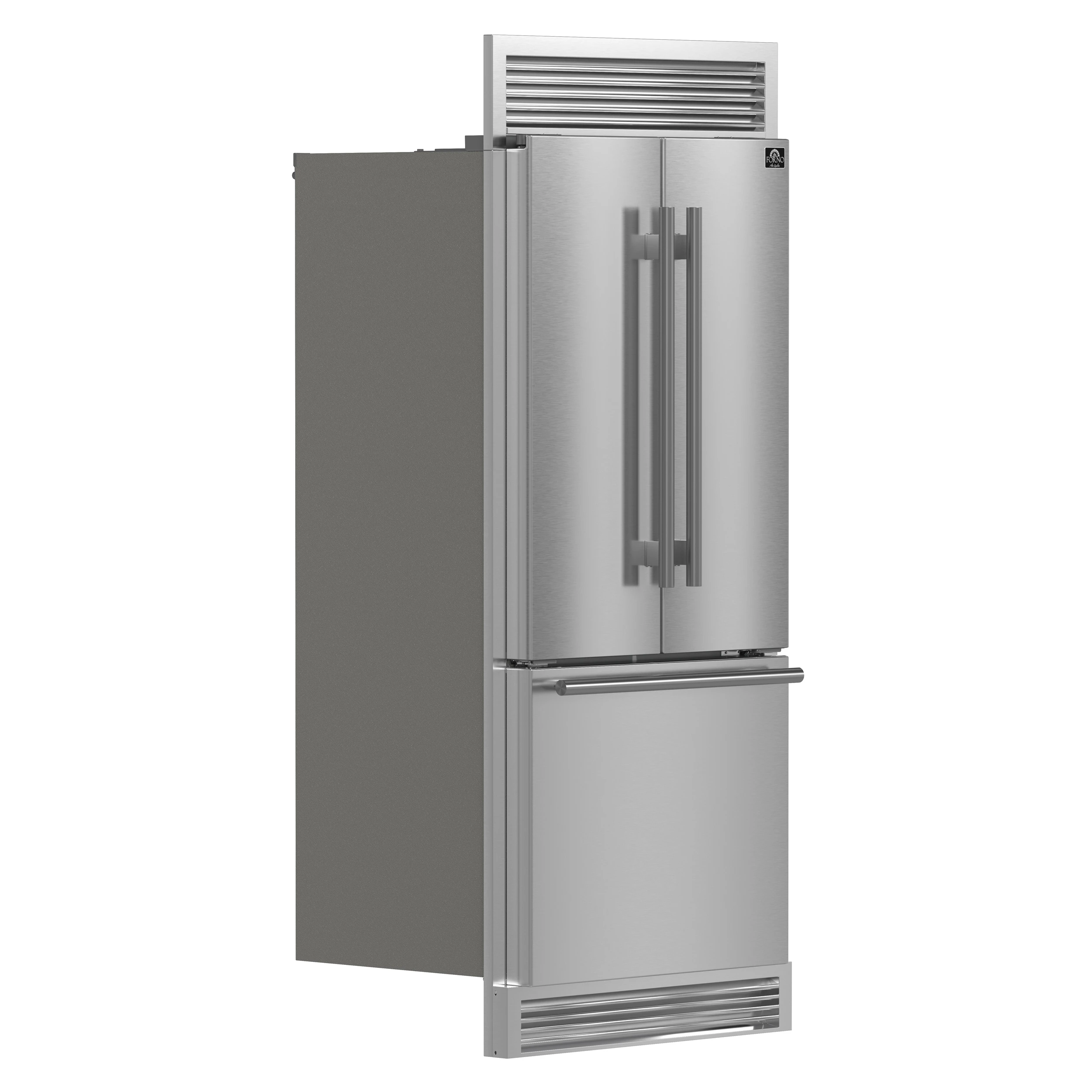 Gallipoli 30-Inch French Door Refrigerator, 17.5 cu.ft Capacity, Decorative Grill, 34-Inch Width, , No Frost Technology, Energy Efficient FFFFD197435SG