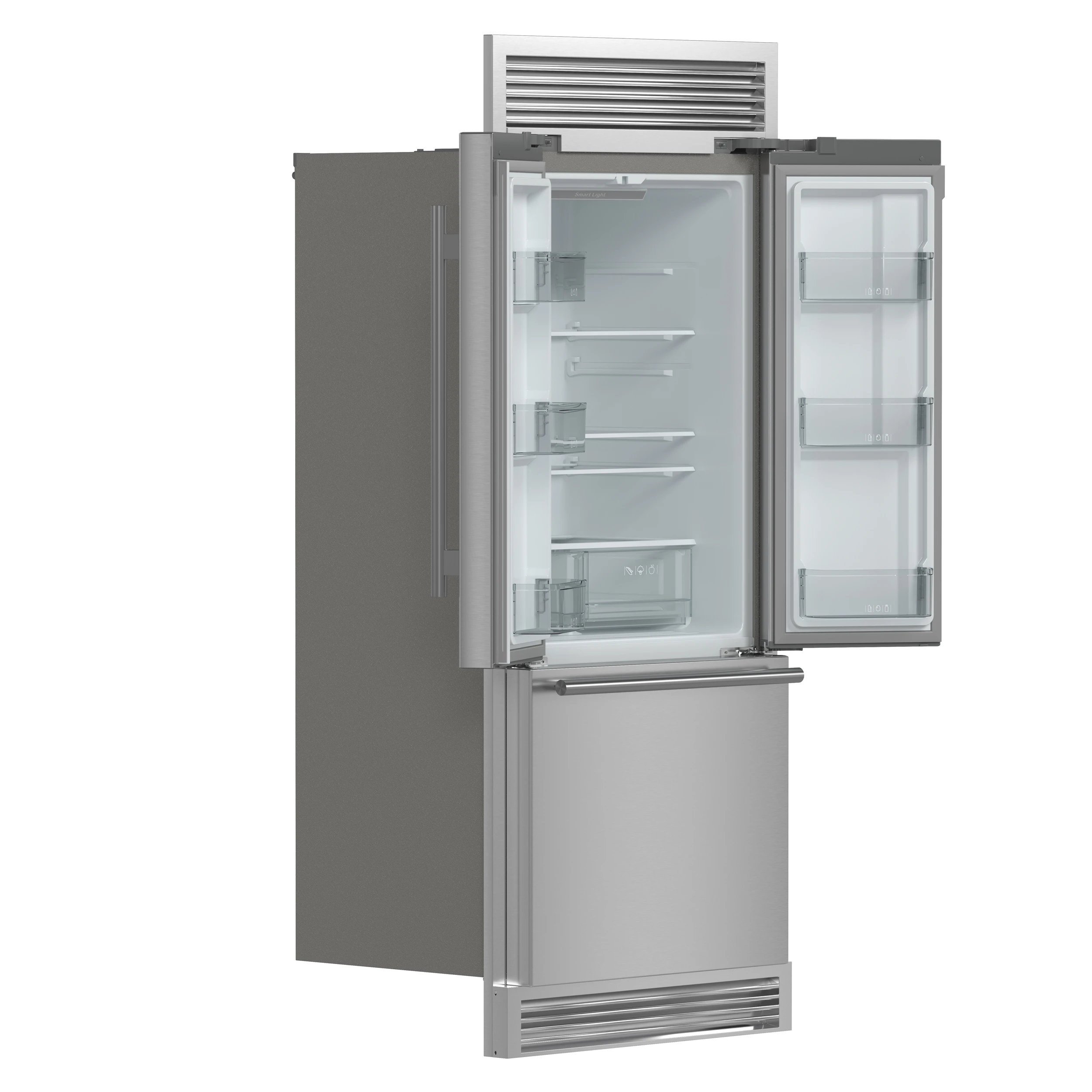 Gallipoli 30-Inch French Door Refrigerator, 17.5 cu.ft Capacity, Decorative Grill, 34-Inch Width, , No Frost Technology, Energy Efficient FFFFD197435SG
