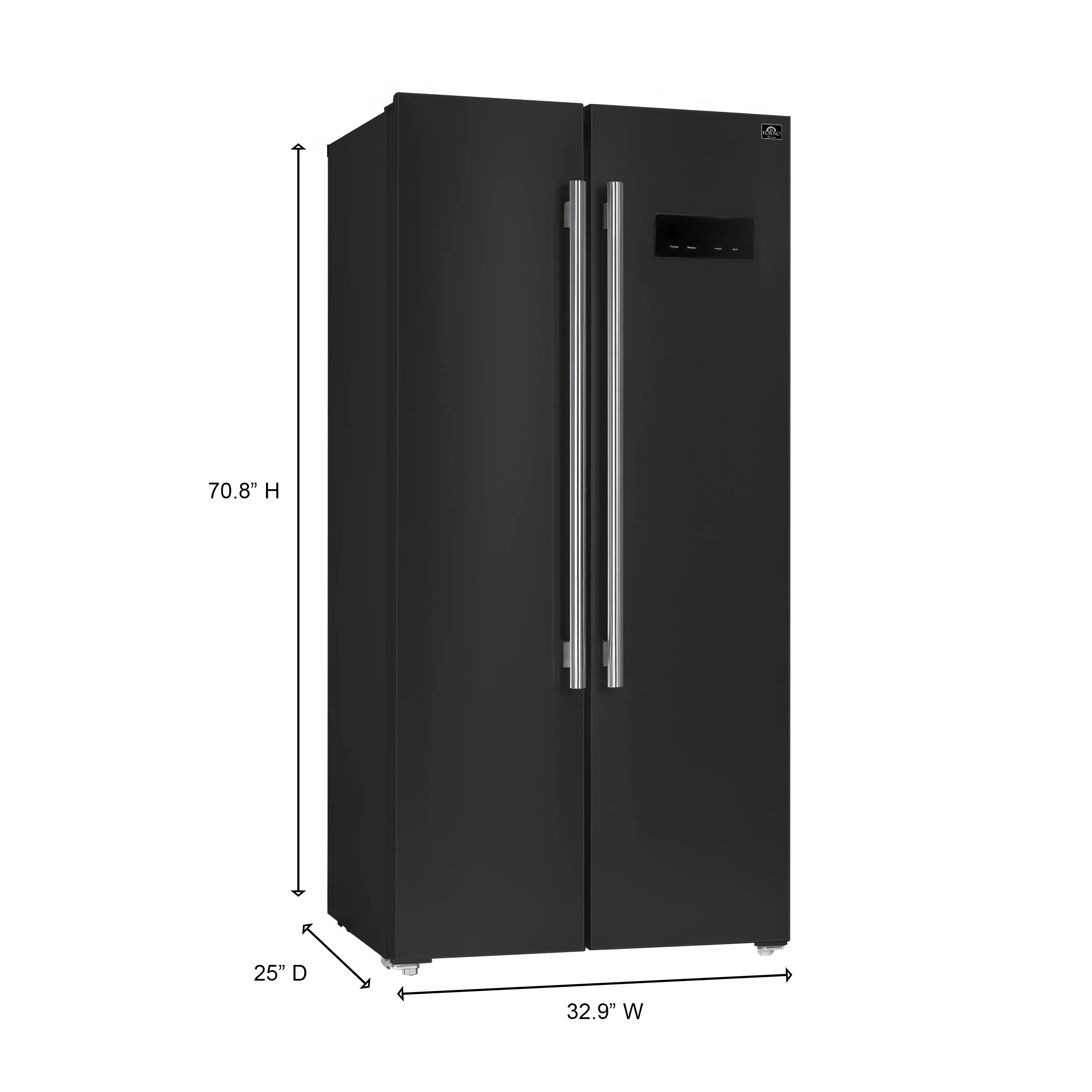 Salerno Espresso 33-Inch Side-by-Side Refrigerator, 15.6 Cu. Ft., Energy-Efficient, No Frost, Modern Design FFRBI180533BLK