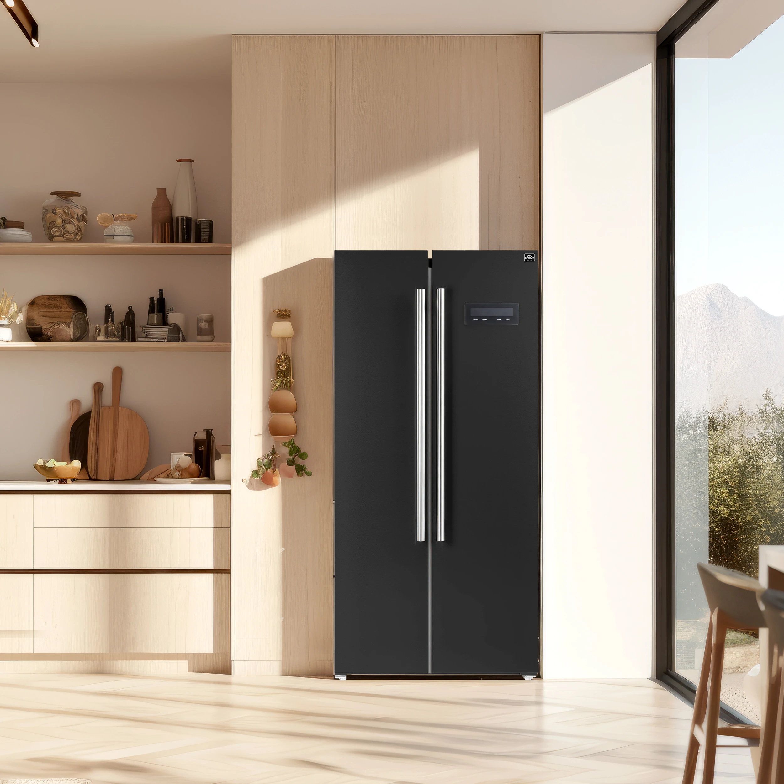 Salerno Espresso 33-Inch Side-by-Side Refrigerator, 15.6 Cu. Ft., Energy-Efficient, No Frost, Modern Design FFRBI180533BLK