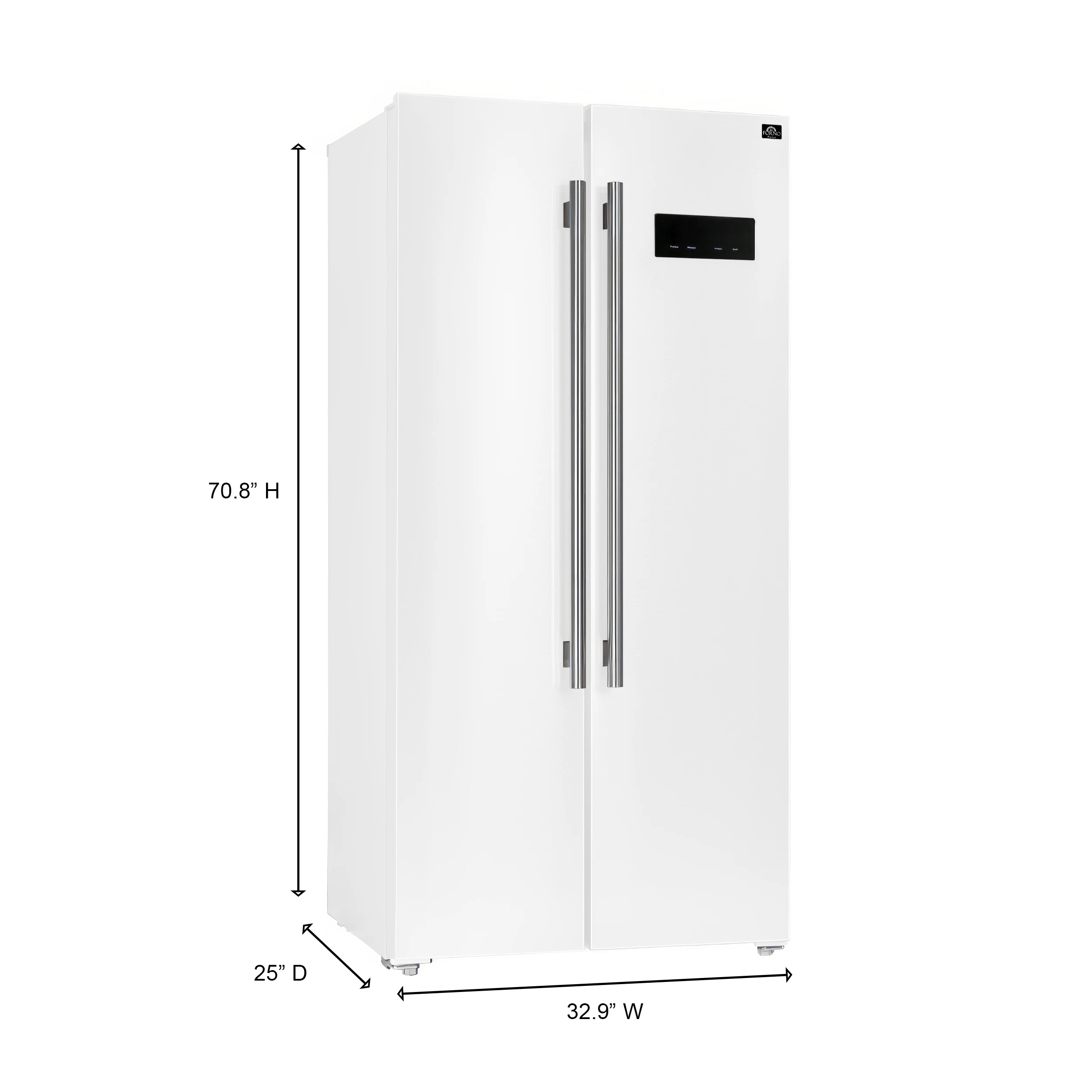 Salerno Espresso 33-Inch Side-by-Side Refrigerator, 15.6 Cu. Ft., Energy-Efficient, No Frost, Modern Design FFRBI180533WHT