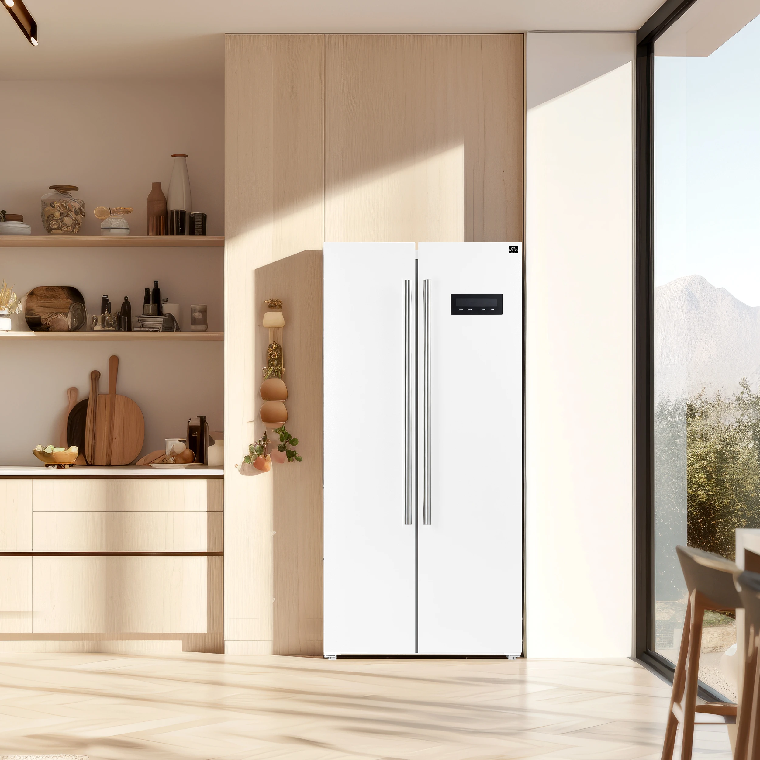 Salerno Espresso 33-Inch Side-by-Side Refrigerator, 15.6 Cu. Ft., Energy-Efficient, No Frost, Modern Design FFRBI180533WHT