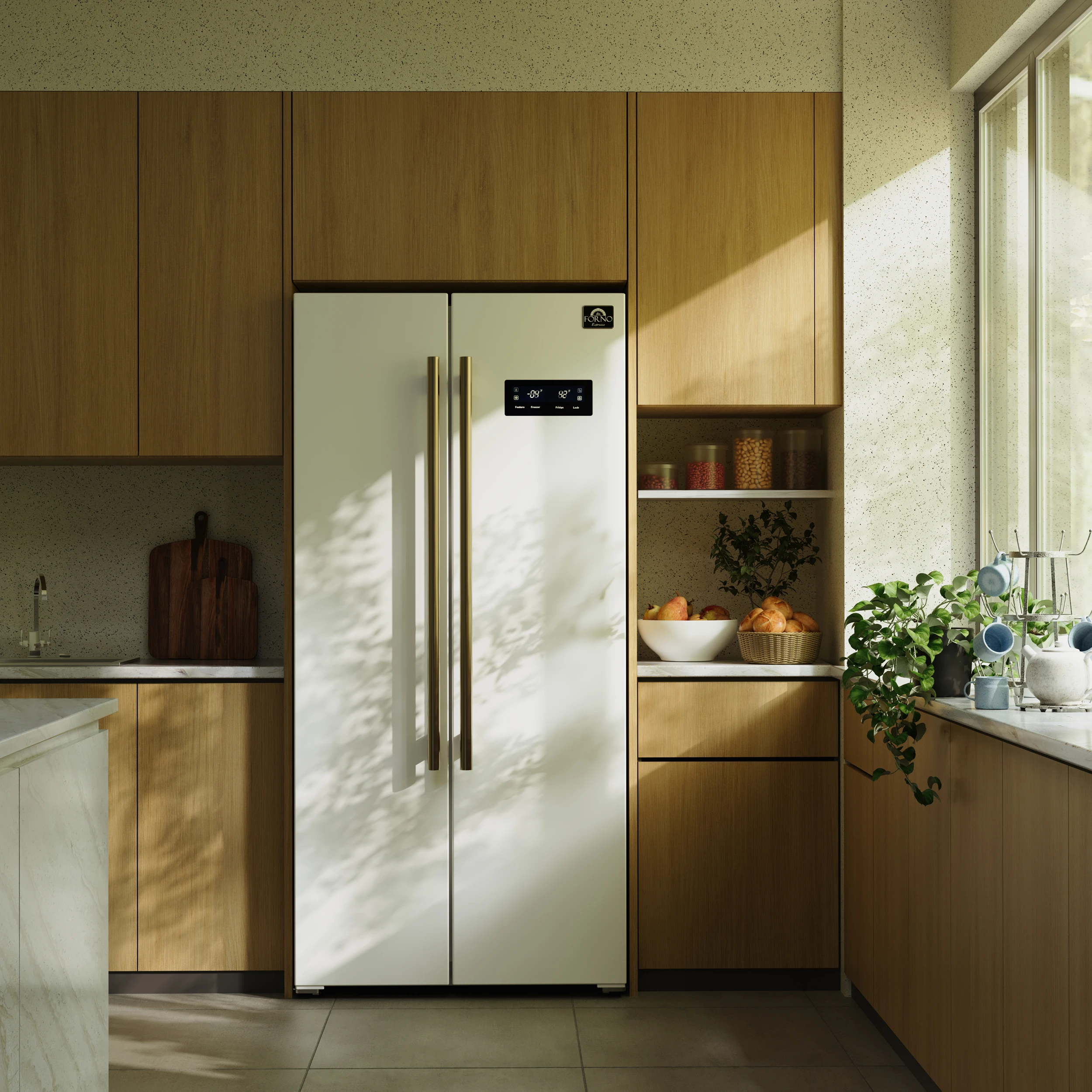 Salerno Espresso 33-Inch Side-by-Side Refrigerator, 15.6 Cu. Ft., Energy-Efficient, No Frost, Modern Design FFRBI180533WHT