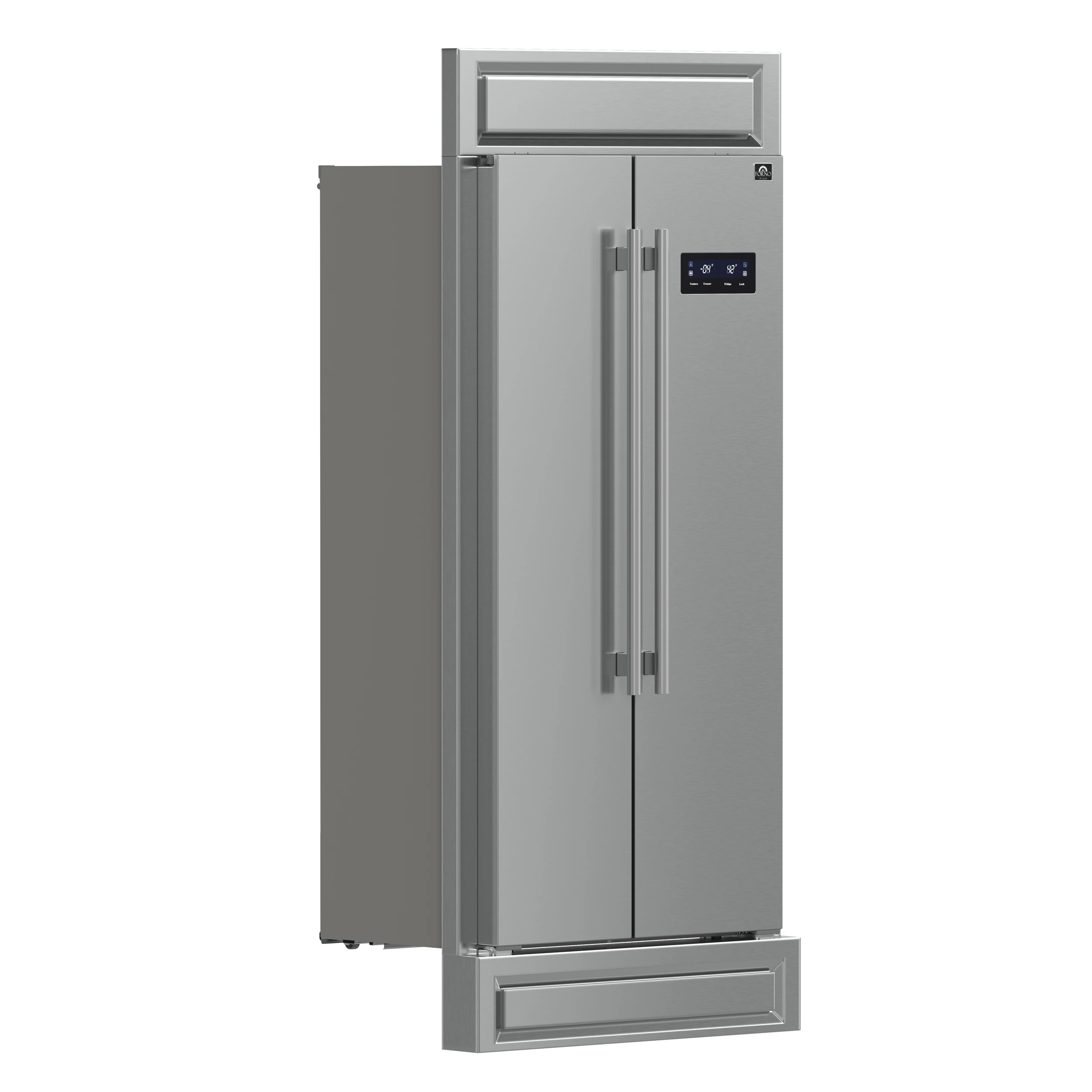 Salerno 37-Inch Built-In Refrigerator, 15.6 cu.ft, Modern Decorative Grill, ENERGY STAR Certified FFRBI180537MG