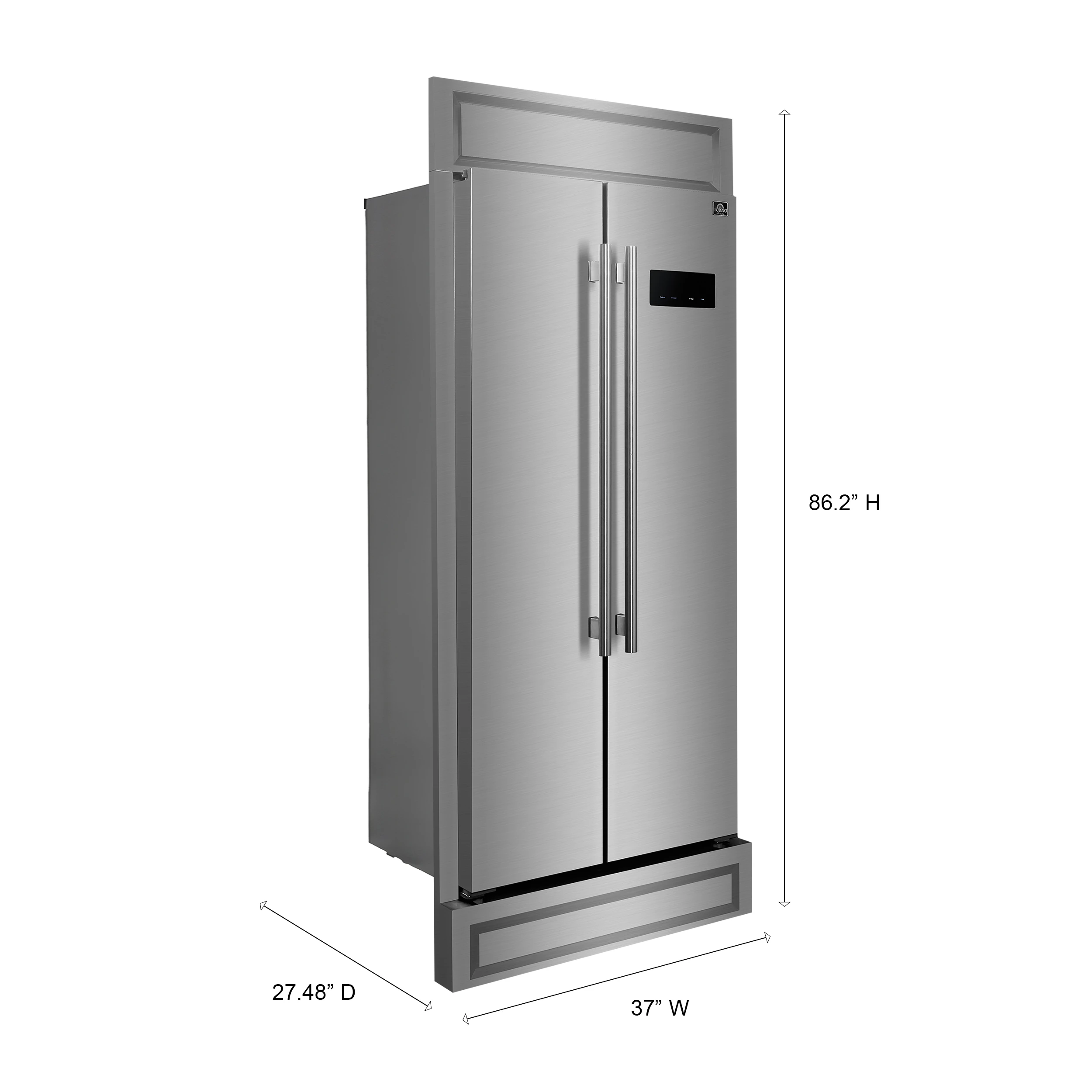 Salerno 37-Inch Built-In Refrigerator, 15.6 cu.ft, Modern Decorative Grill, ENERGY STAR Certified FFRBI180537MG