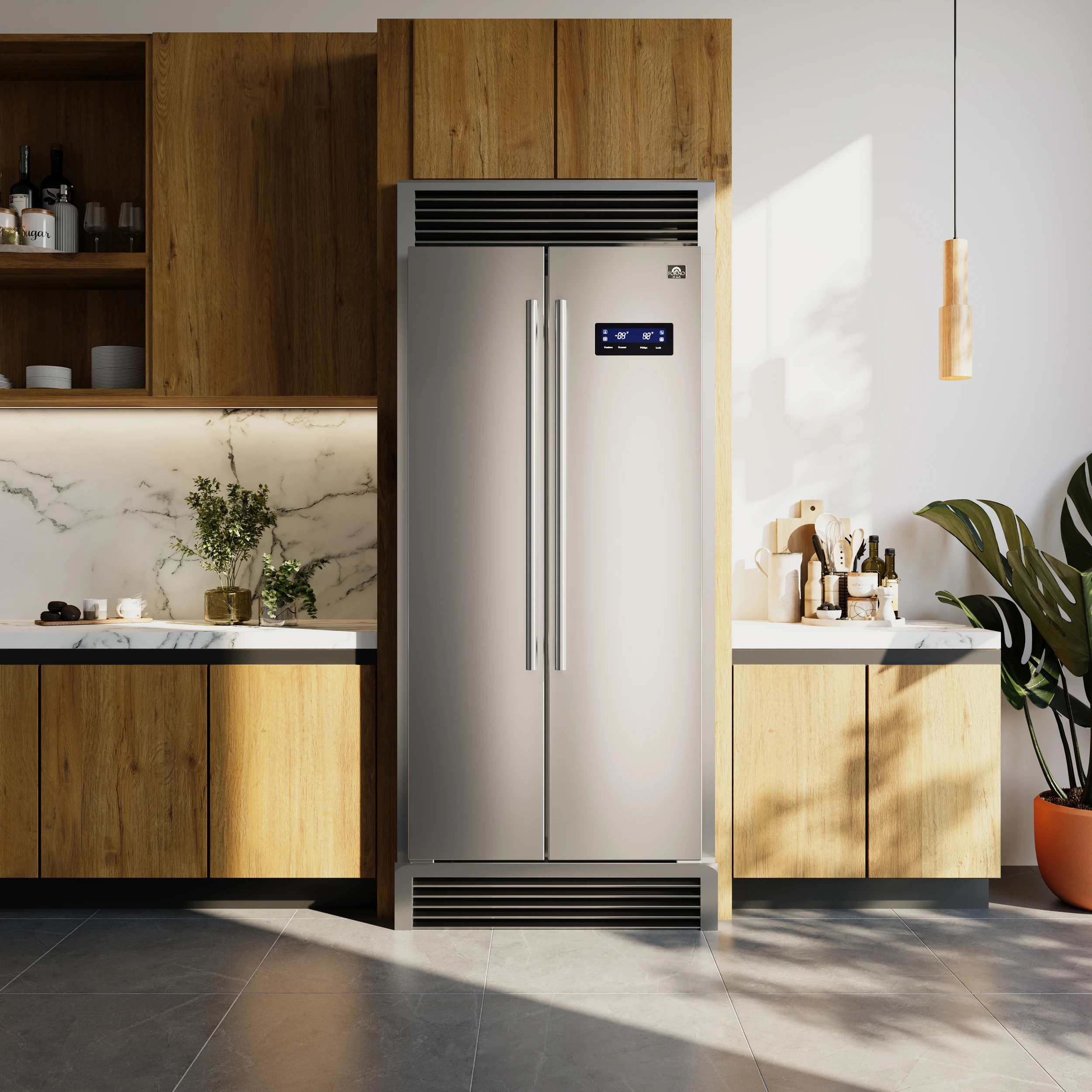 Salerno 37-Inch Built-In Refrigerator, 15.6 cu.ft, Decorative Grill, ENERGY STAR Certified FFRBI180537SG