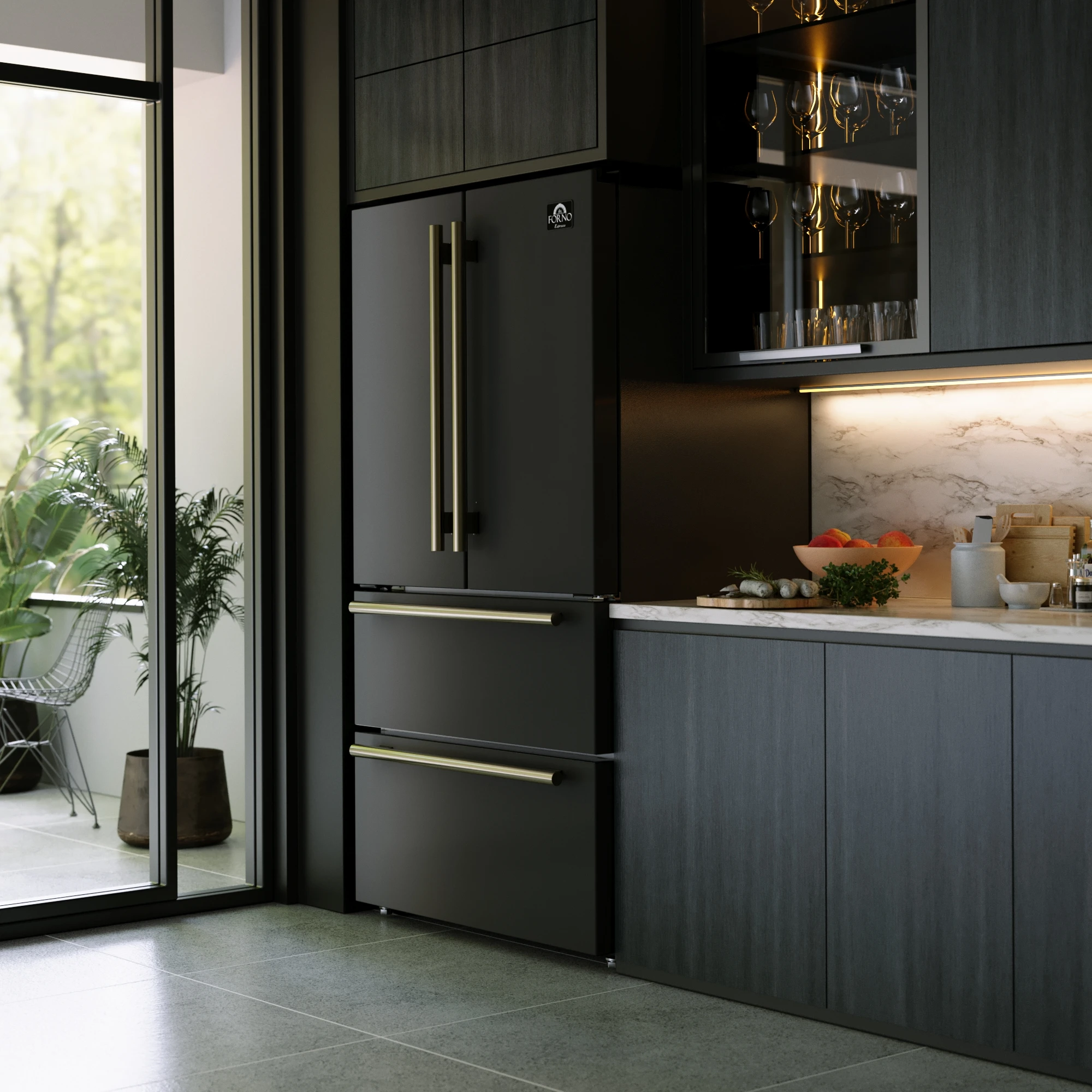 Moena Espresso 36-Inch French Door Refrigerator, 19.2 Cu. Ft., Frost-Free, Automatic Ice Maker, ENERGY STAR Certified FFRBI182036BLK