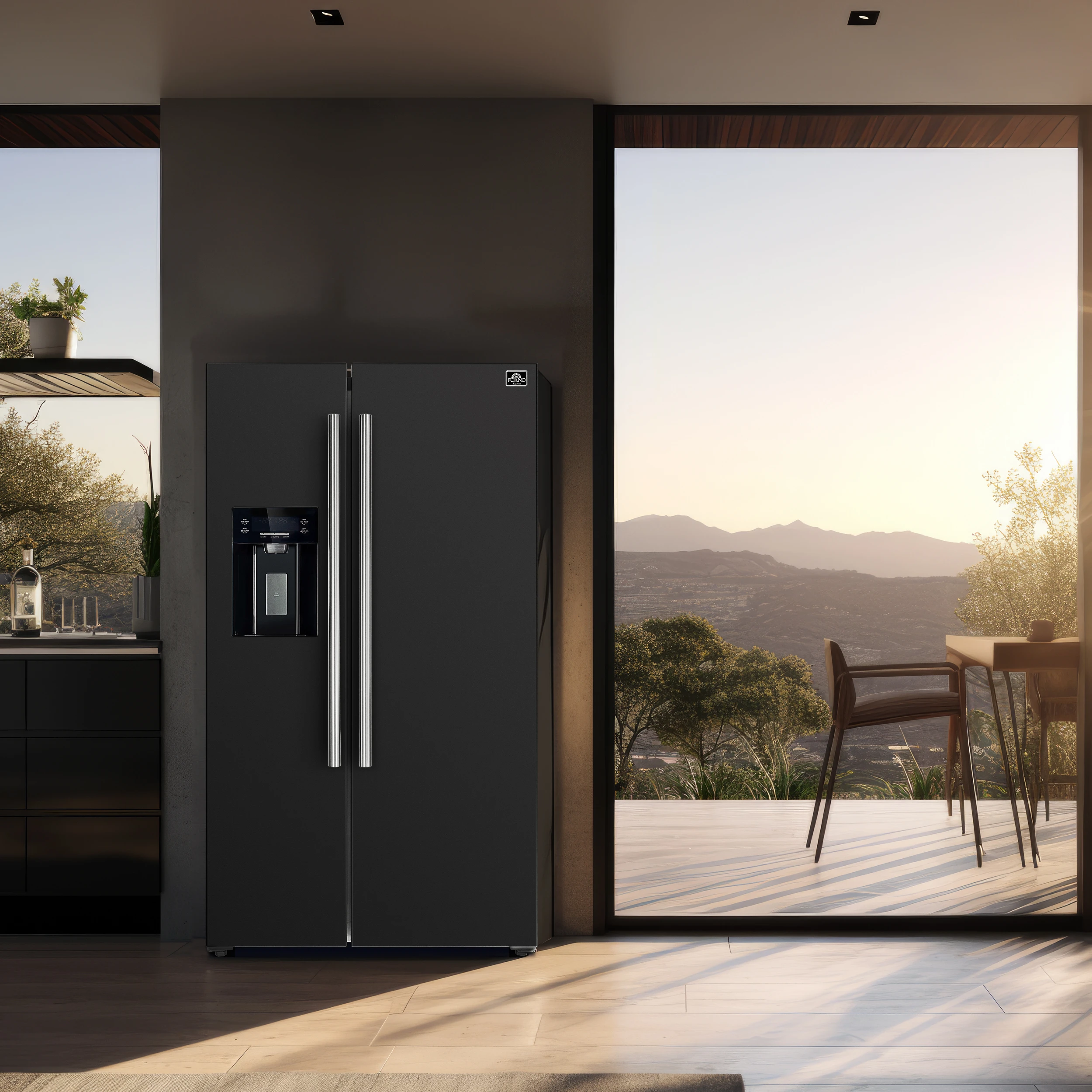 Salerno Espresso 36-Inch Side-by-Side Refrigerator, 20 Cu. Ft., Frost-Free, Ice & Water Dispenser, ENERGY STAR Certified FFRBI184436BLK