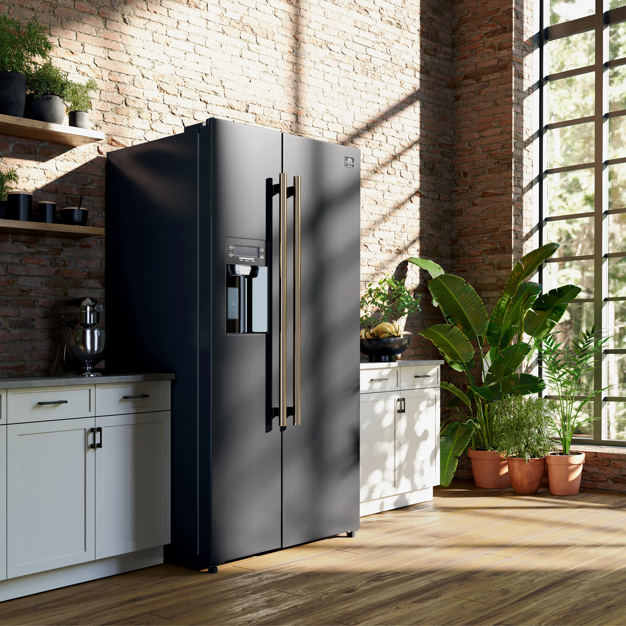 Salerno Espresso 36-Inch Side-by-Side Refrigerator, 20 Cu. Ft., Frost-Free, Ice & Water Dispenser, ENERGY STAR Certified FFRBI184436BLK