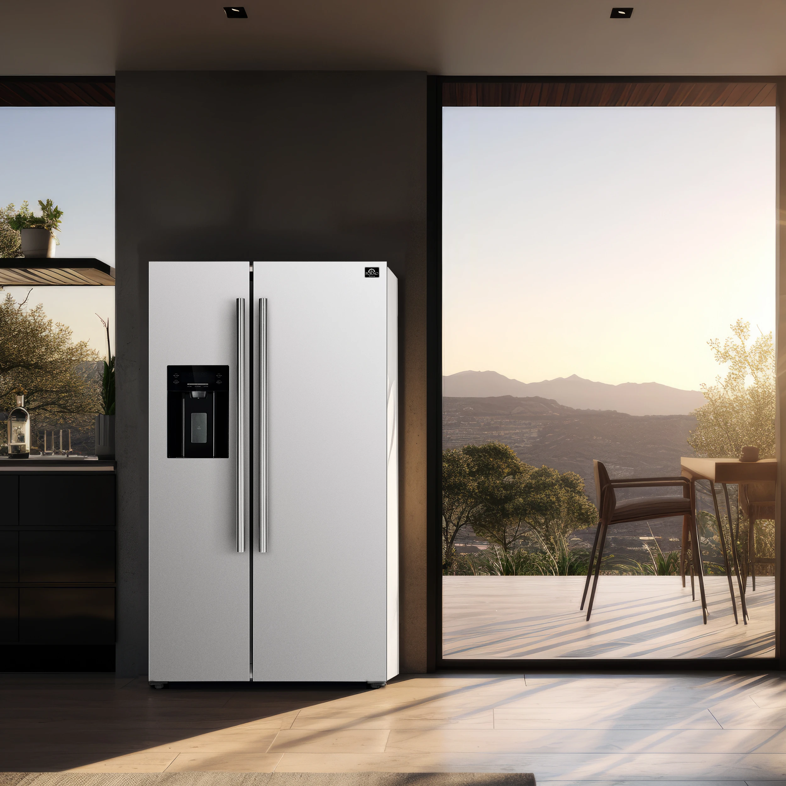 Salerno Espresso 36-Inch Side-by-Side Refrigerator, 20 Cu. Ft., Frost-Free, Ice & Water Dispenser, ENERGY STAR Certified FFRBI184436WHT