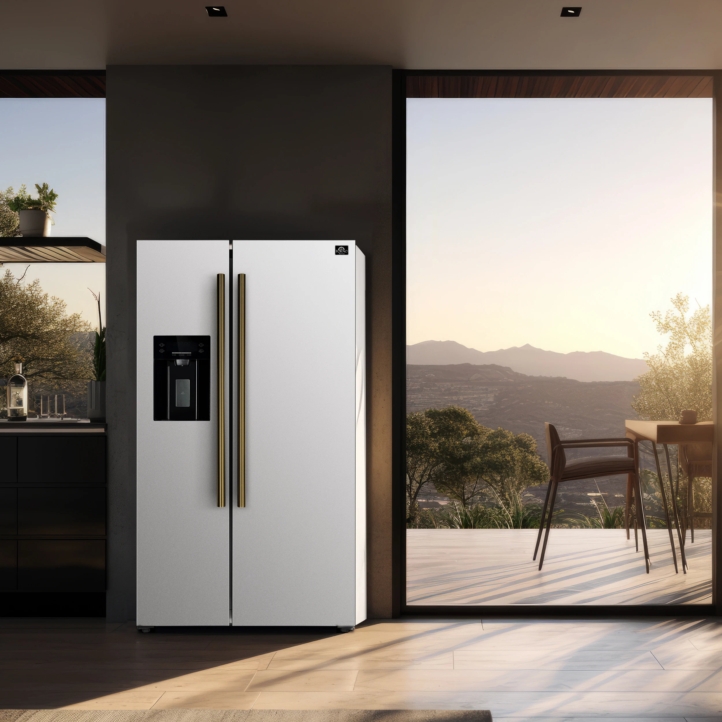 Salerno Espresso 36-Inch Side-by-Side Refrigerator, 20 Cu. Ft., Frost-Free, Ice & Water Dispenser, ENERGY STAR Certified FFRBI184436WHT